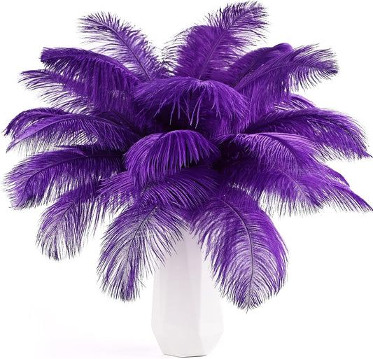 THARAHT Purple Ostrich Feathers 12pcs Natural Bulk 10-12Inch 25cm-30cm for Crafts Wedding Party Centerpieces Halloween and Decoration Feather
