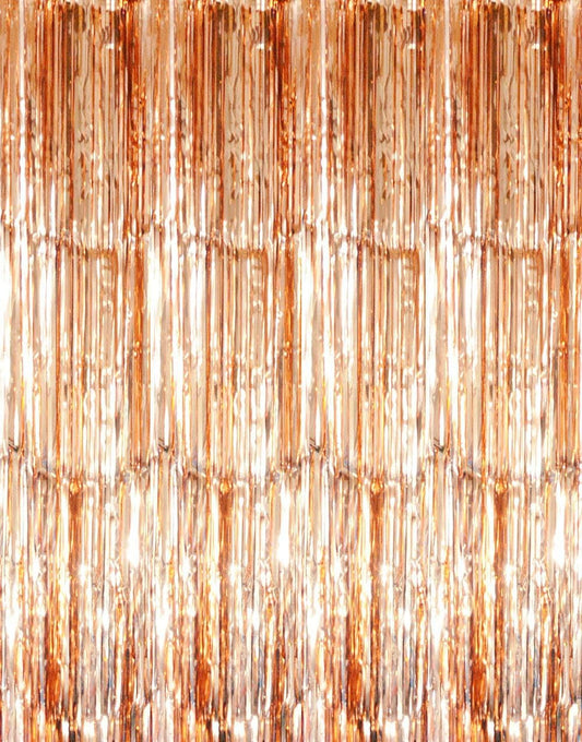 GOER 3.2 ft x 8.2 ft Metallic Tinsel Foil Fringe Curtains Party Photo Backdrop Party Streamers for Birthday,Graduation,New Year Eve Decorations Wedding Decor (4 Packs,Champagne Gold)