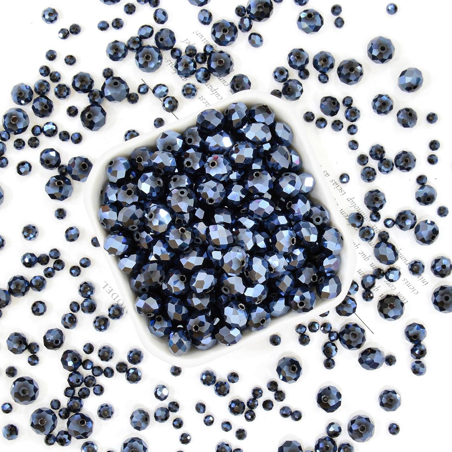 800Pcs 4/6/8/10mm Crystal Glass Beads for Jewelry Making Beads for Bracelets Necklace Pendants Making Supplies(Navy Blue)