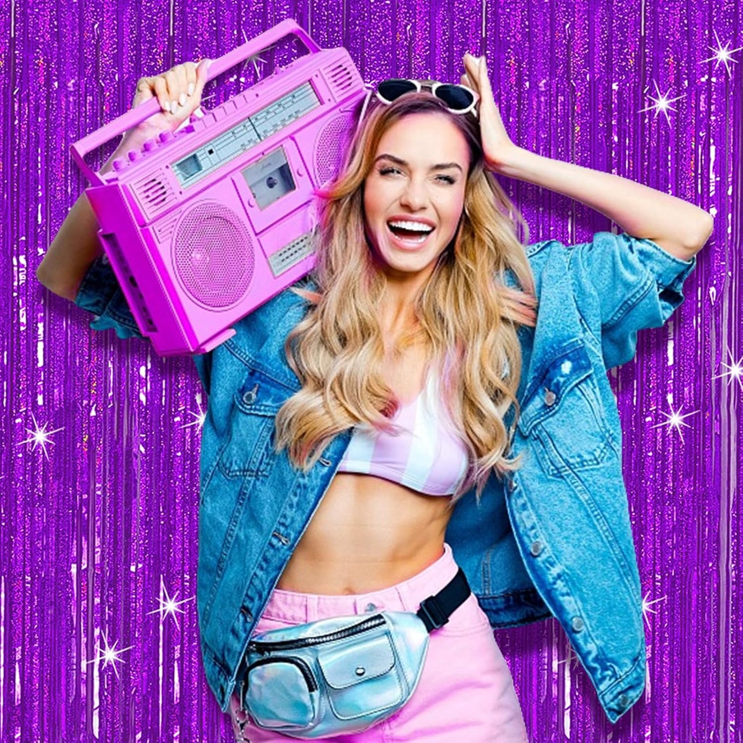 3 Pack Purple Backdrop Tinsel Streamers Foil Fringe Backdrop Halloween Party Decorations Purple Backdrop Curtain Birthday Graduation Bachelorette Christmas New Year Party Decorations