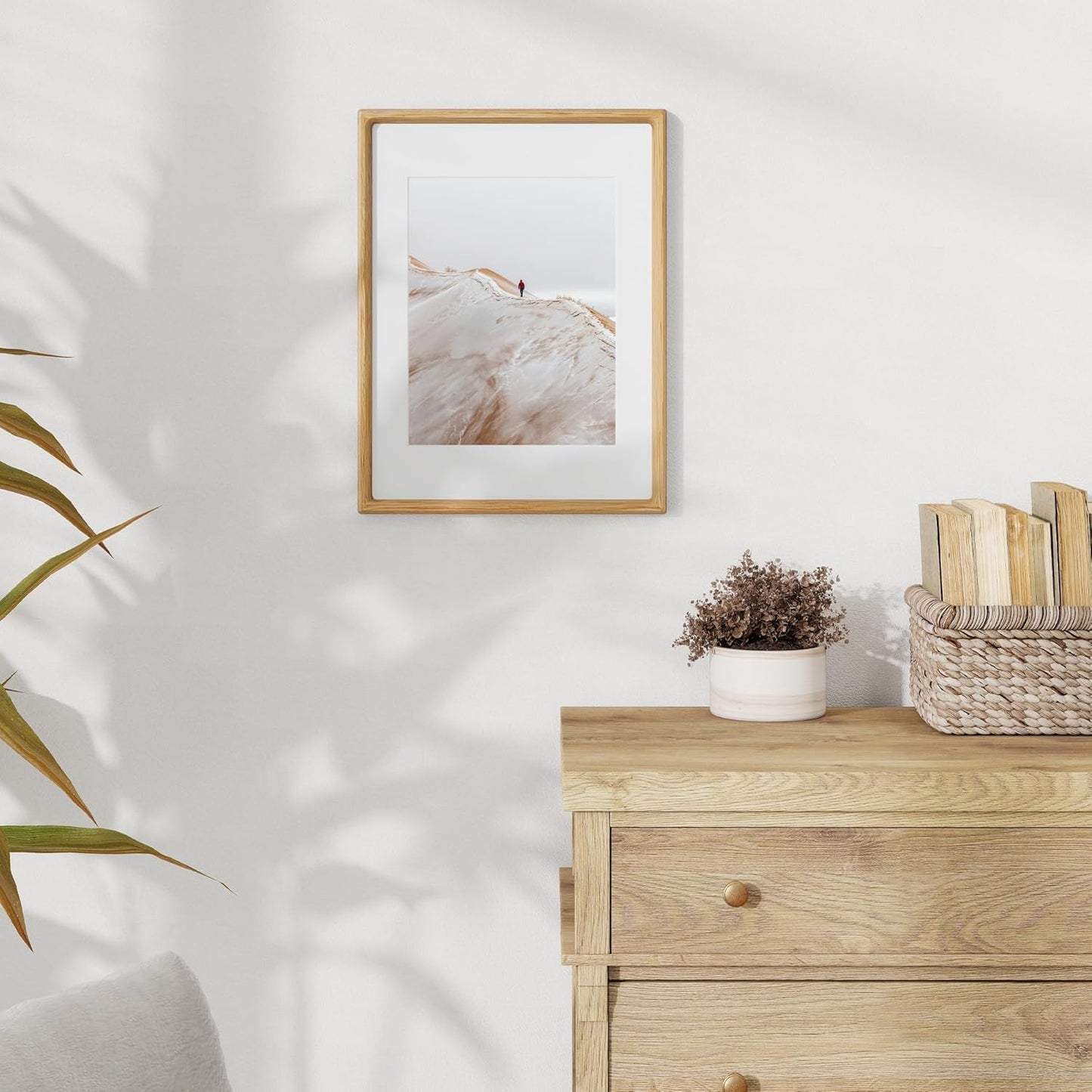 12x16 Frame USA-Sourced Natural Oak Wood Solid Wood Photo Frame Handcrafted Rounded Corner with Mat to 8.5x11 Picture Frame Display with Real Glass Family Picture, Wedding Photo, Certificate