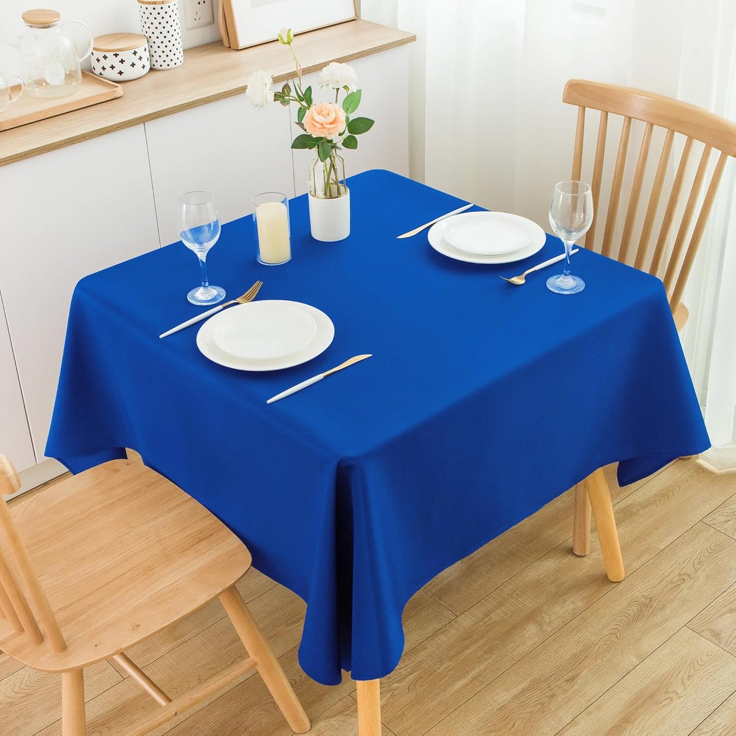 2 Pack Square Table Cloth 48X48 Inch Royal Blue Tablecloth Washable Polyester Solid Dining Table Cover for Birthday Party Dinner Holiday Outdoor Indoor