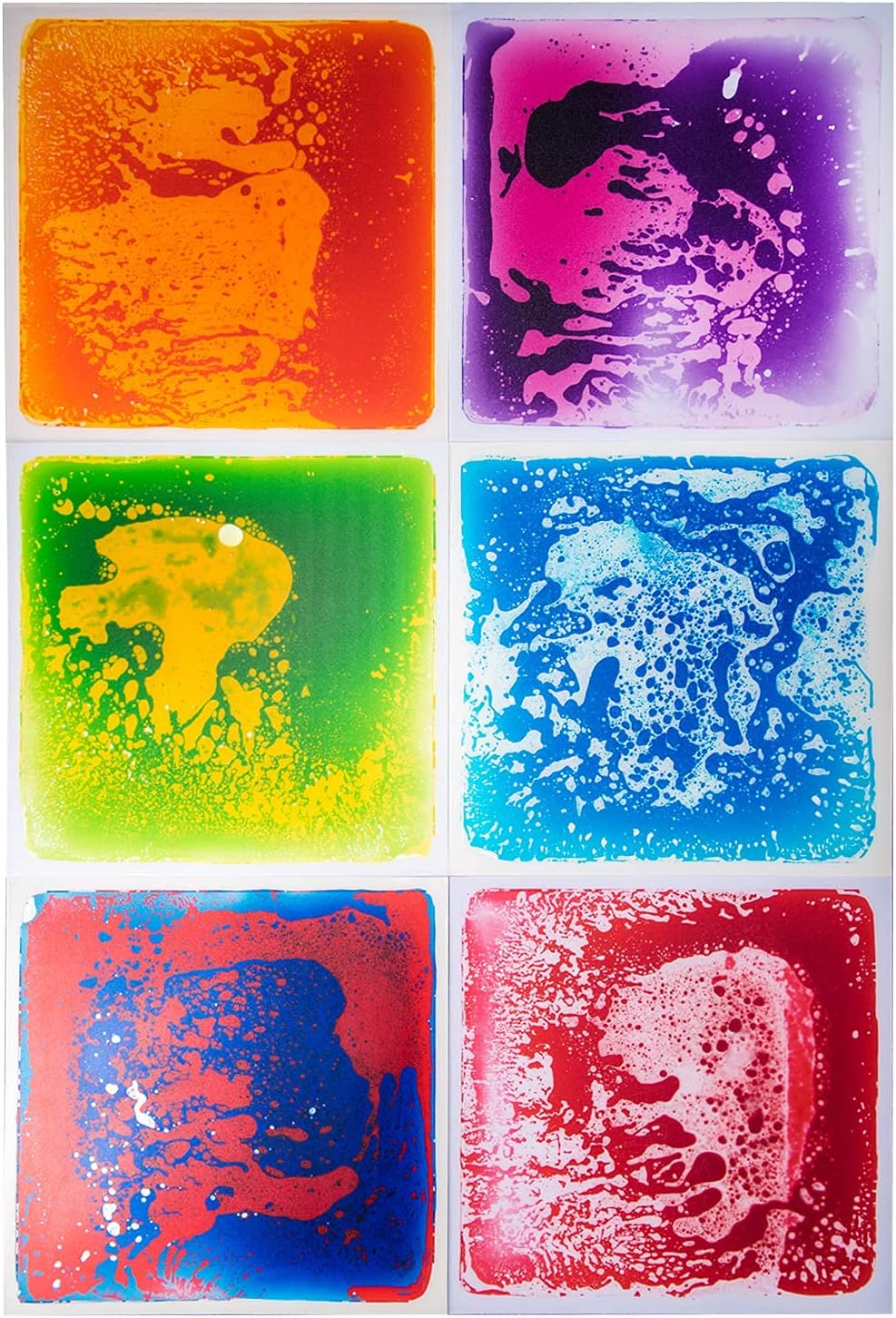 Art3d 6-Tile Sensory Room Tile Multi-Color Exercise Mat Liquid Encased Floor Playmat Kids Play Floor Tile, 19.7" Large Tile 16 Sq.Ft