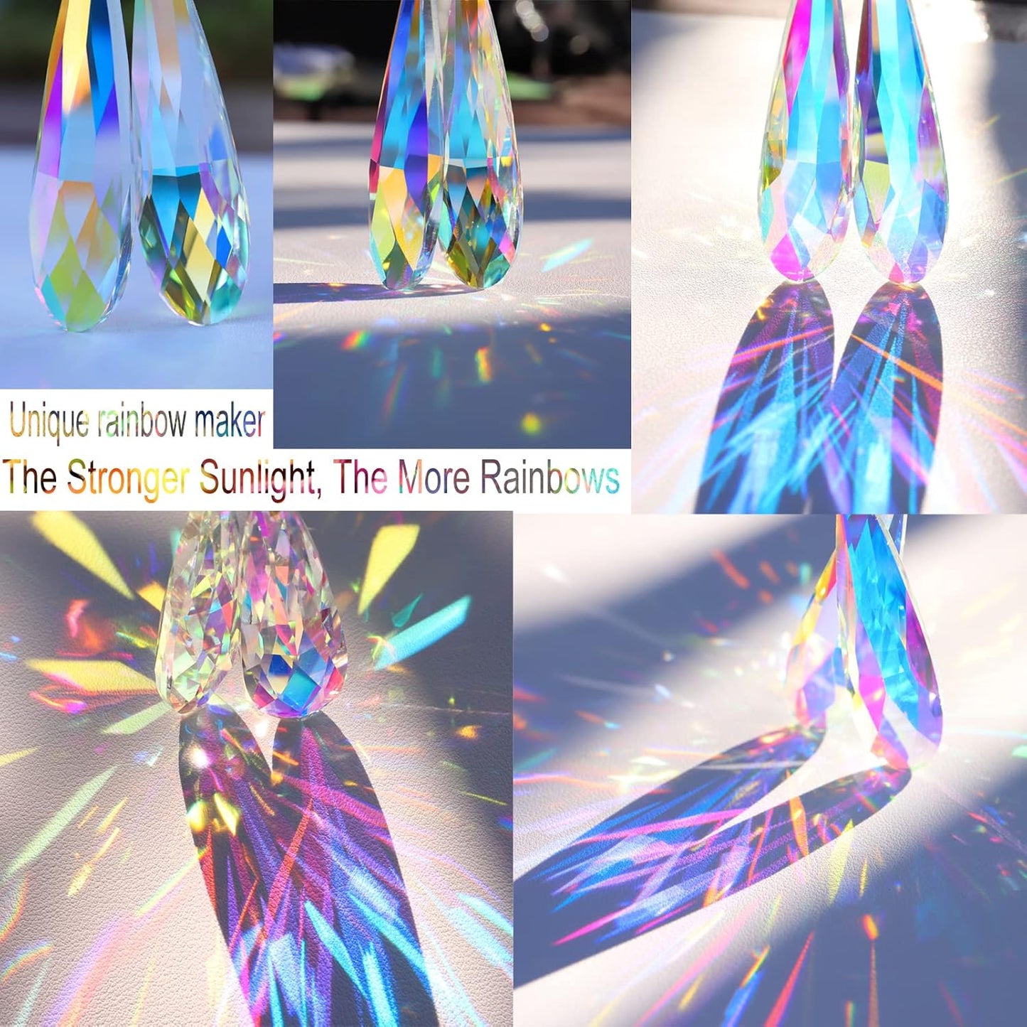 Crystals Teardrop Prisms Suncatcher Hanging Ornament Rainbow Maker for Home,Garden Decoration (Colorful Blue)