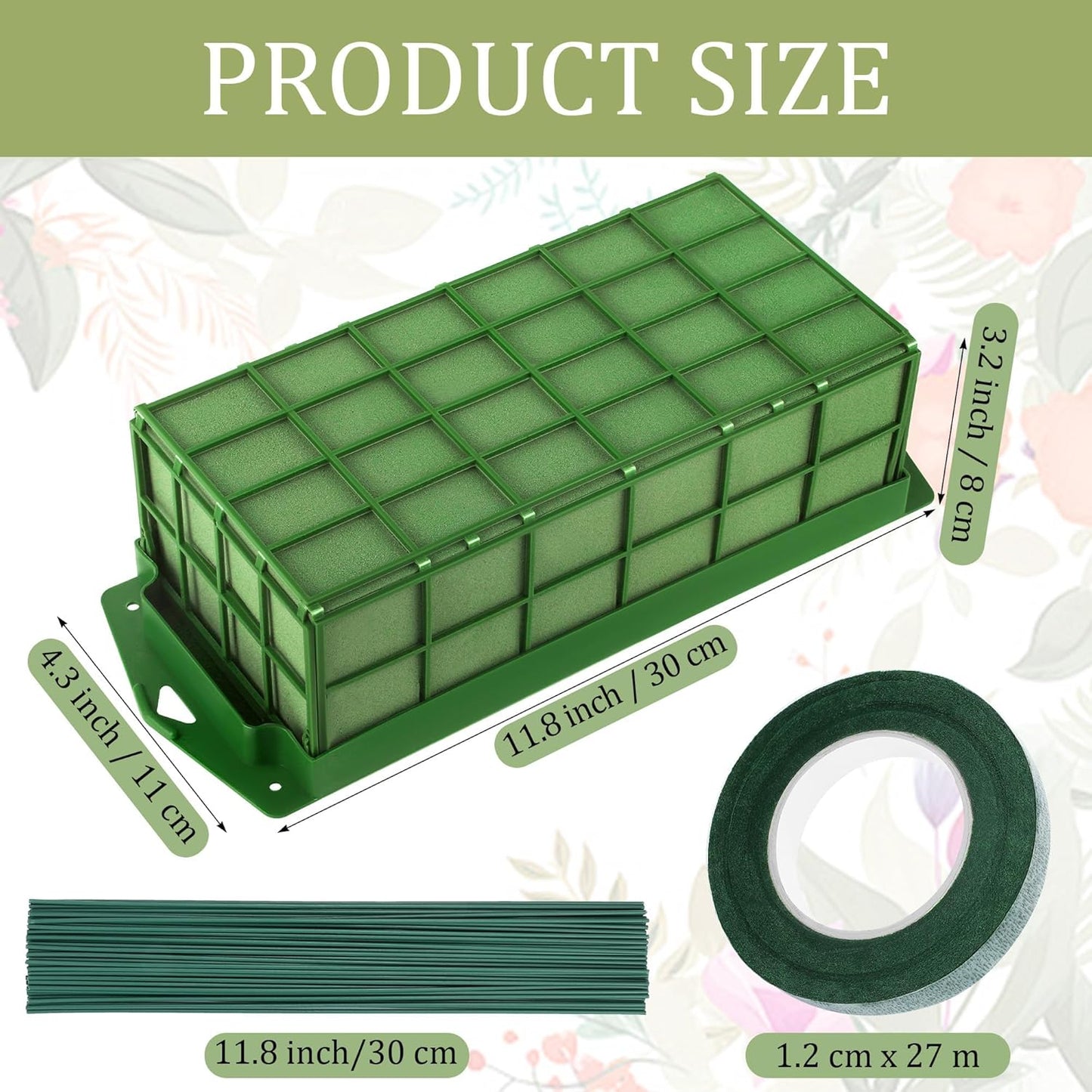 Aodaer 6 Pieces Floral Foam Cage with Floral Foam for Fresh and Artificial Flowers Rectangle Dry and Wet Flower Cage Bowl Holder for Wedding, Home and Garden Arrangement Decorations