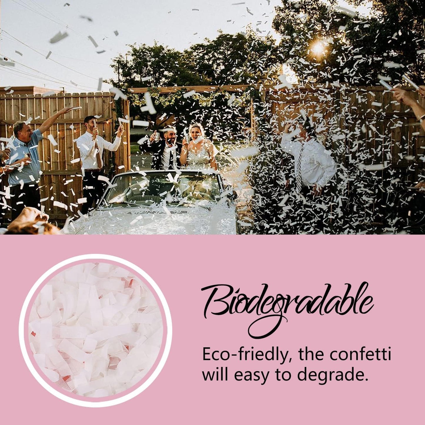 BATTIFE 7Pack White Confetti Wands, Confetti Shoot Poppers, Tissue Paper Flick Flutter Sticks for Wedding, Celebrations, Anniversary, Birthday Party, 14inch