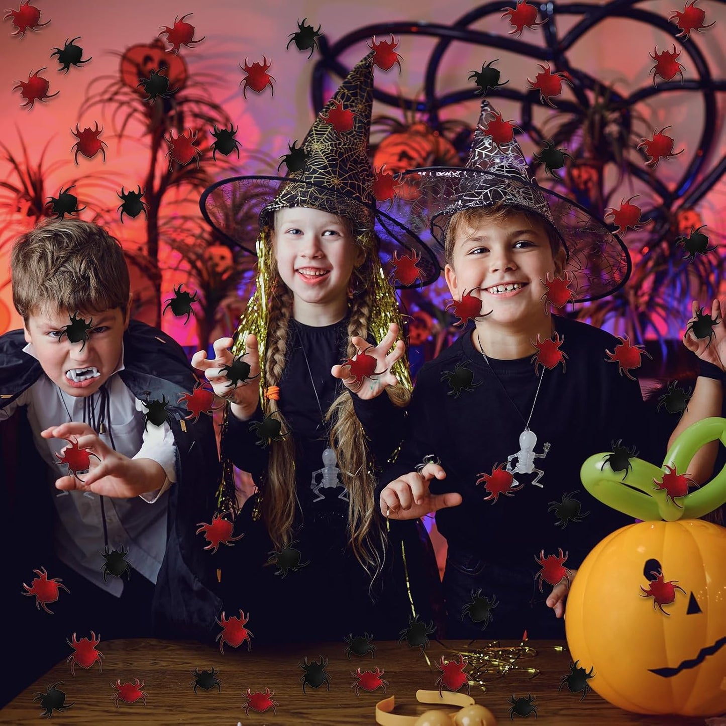 Halloween Party Table Scatter Confetti, 3000 Pcs Red and Black Spider Foil Metallic Confetti for Halloween Party Table Decorations