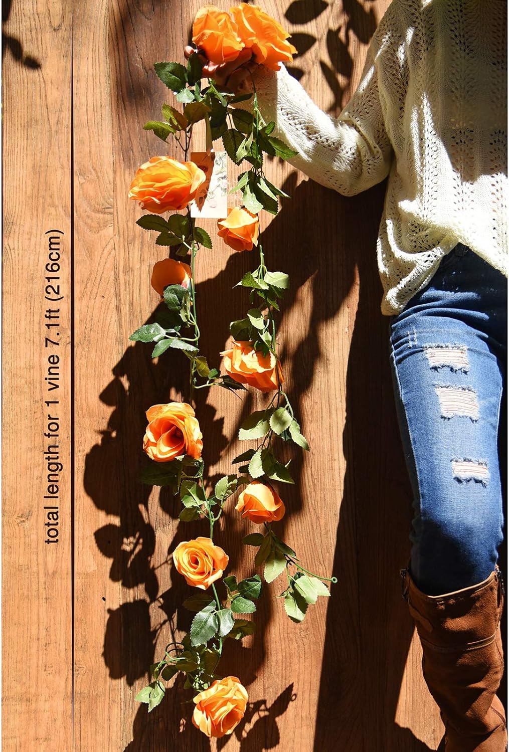 FiveSeasonStuff 29 Ft 4 Pack Rose Silk Flower Garland Artificial Flowers Decoration Hanging Floral Décor for Wedding Baby Shower Birthday Party Garden (Mandarin Orange)