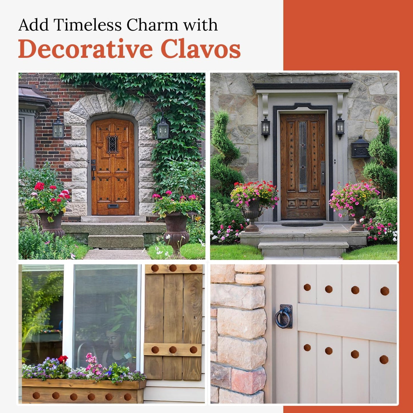 50 Pack 0.75" Round Head Iron Clavos Decorative Nails – Rusted – Handmade Rustic Round Fasteners for Farmhouse Shutters, Faux Wood Beams, Barn Doors, Shutters, Gates – Ornamental Wood Accent