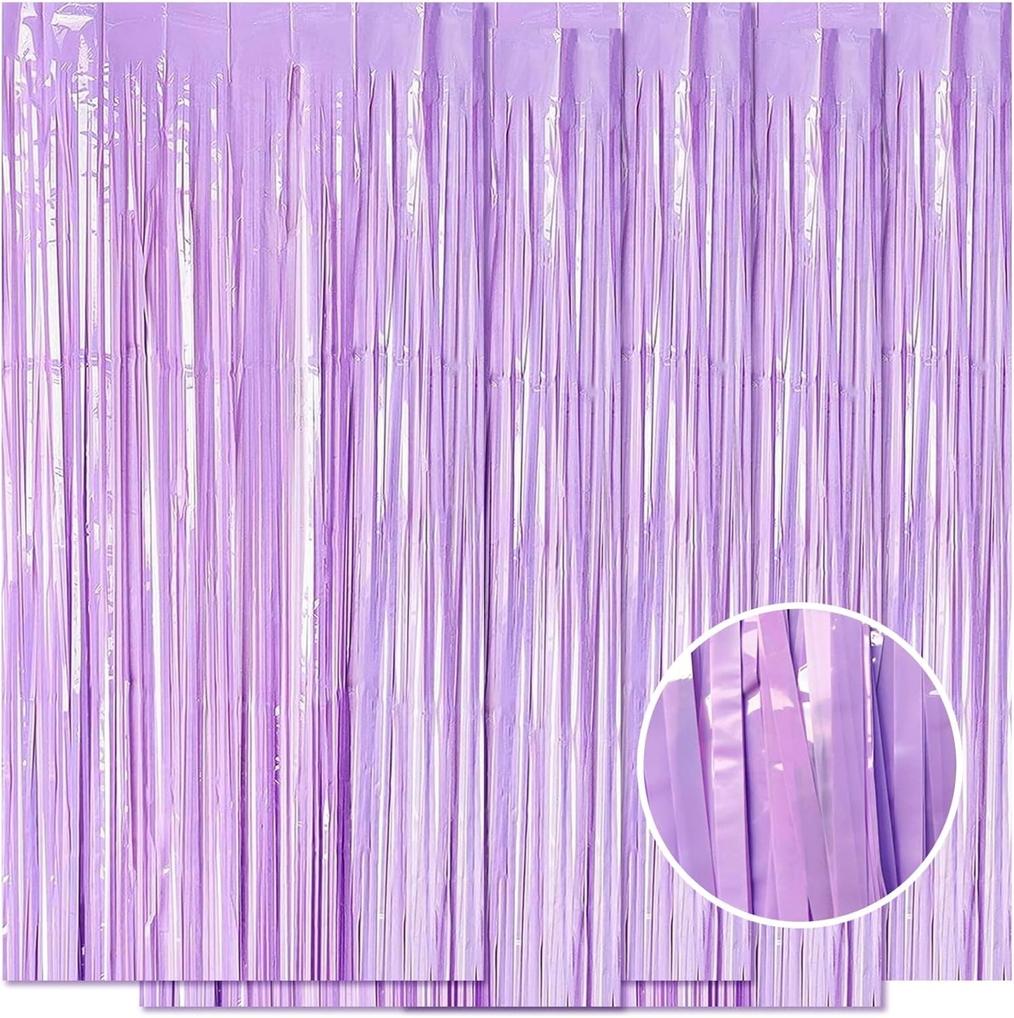 5 Pack Purple Foil Curtain Backdrop 3.2ft x 8.2ft Tinsel Foil Fringe Curtains Macaron Photo Booth Streamer Backdrop for Party Decorations Birthday Baby Shower Bachelorette Holiday (Pastel Purple)