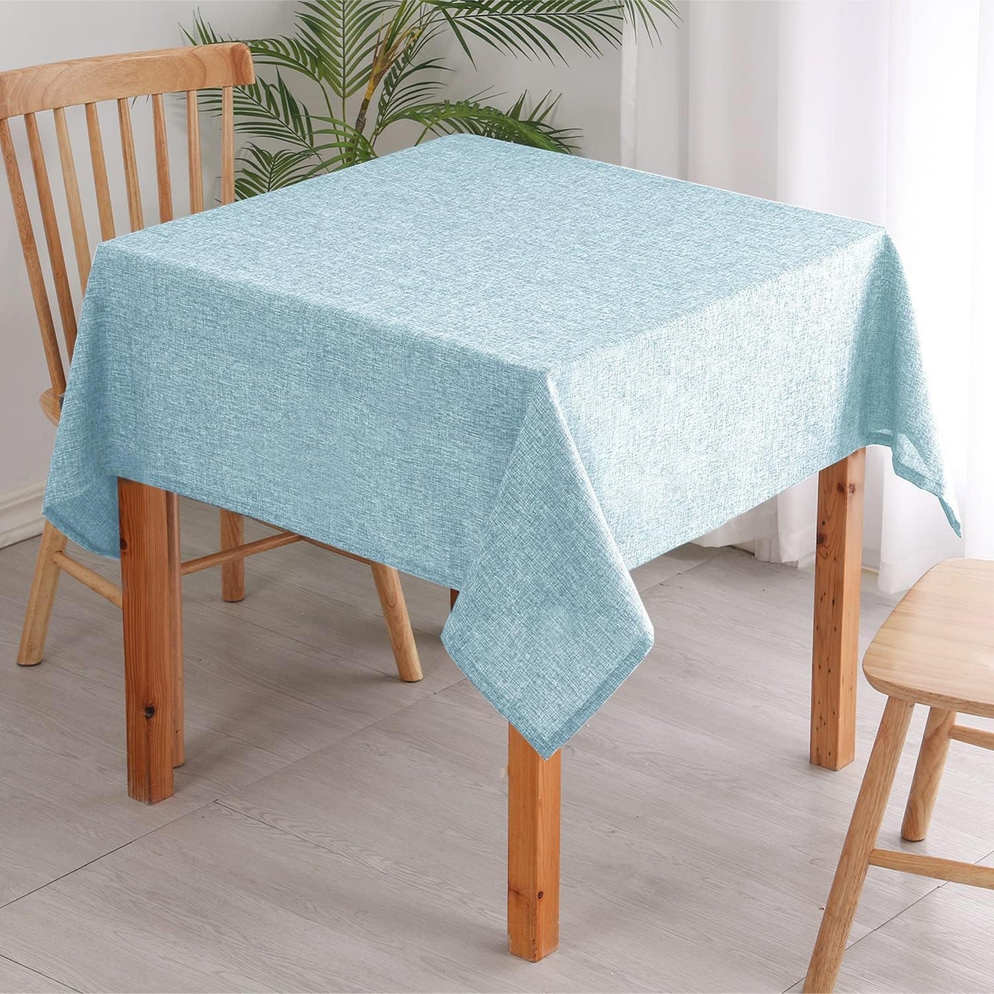 Hiasan 2 Pack Faux Linen Square Tablecloth - Wrinkle and Stain Resistant Washable Table Cloth for Kitchen Dining Room Holiday Table Cover for Party Dinner, Lux Slate Blue, 60 x 60 Inch