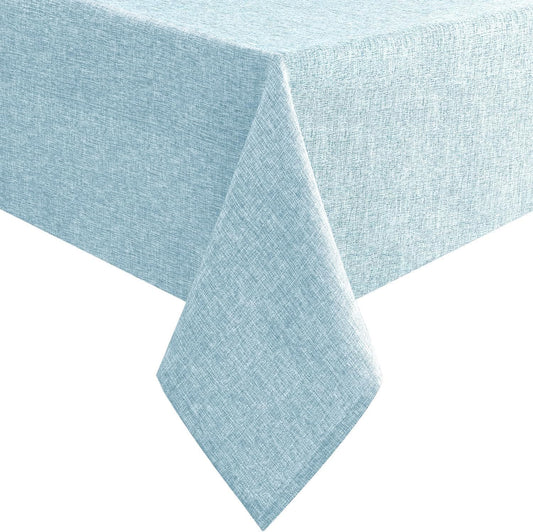 Hiasan Faux Linen Rectangle Tablecloth - Wrinkle and Stain Resistant Washable Table Cloth for Kitchen Dining Room Holiday Table Cover for Dinner, Lux Slate Blue, 70 x 140 Inch