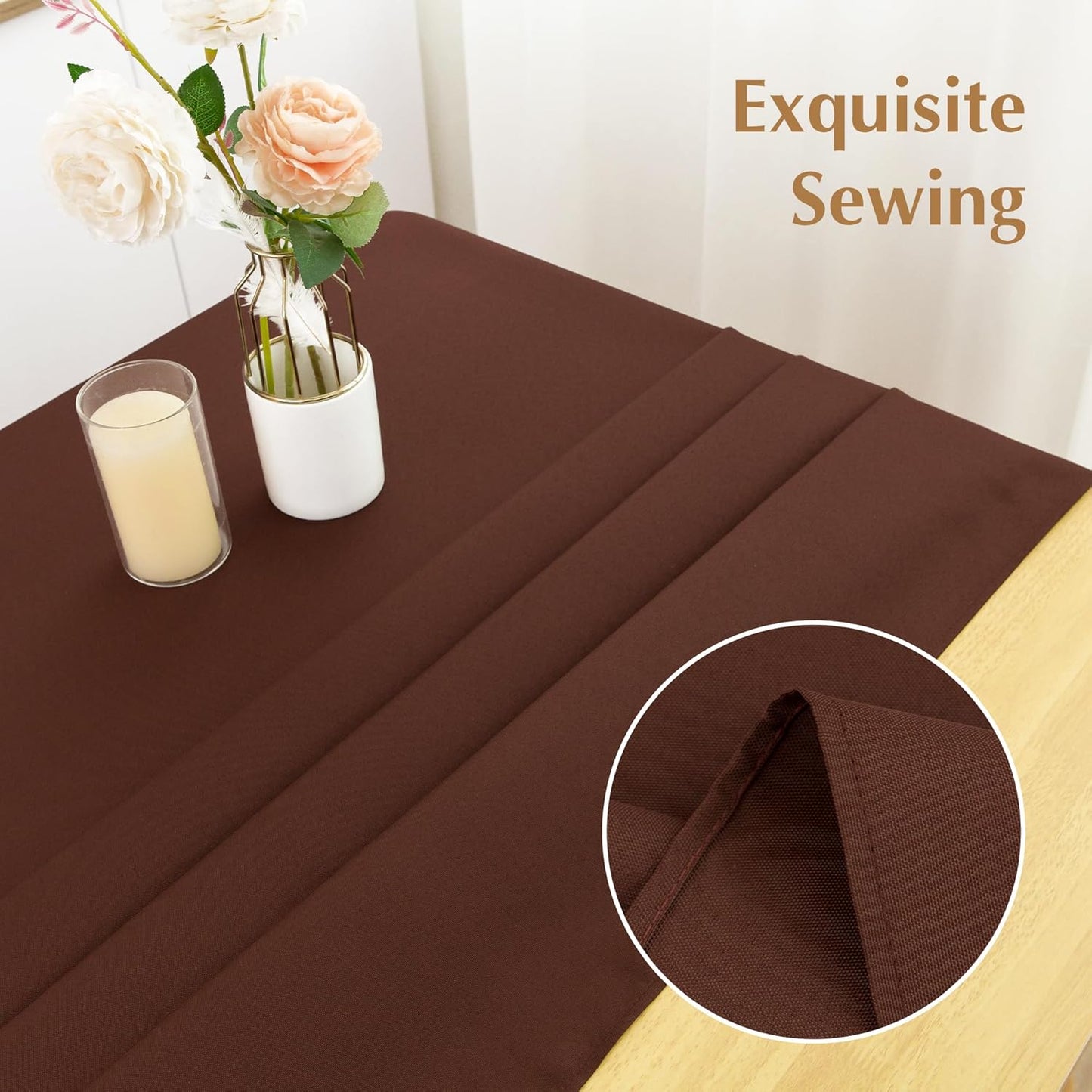 2 Pack Square Table Cloth 60X60 Inch Chocolate Washable Fabric Tablecloth Polyester Solid Dining Table Cover for Birthday Party Dinner Holiday Outdoor Indoor