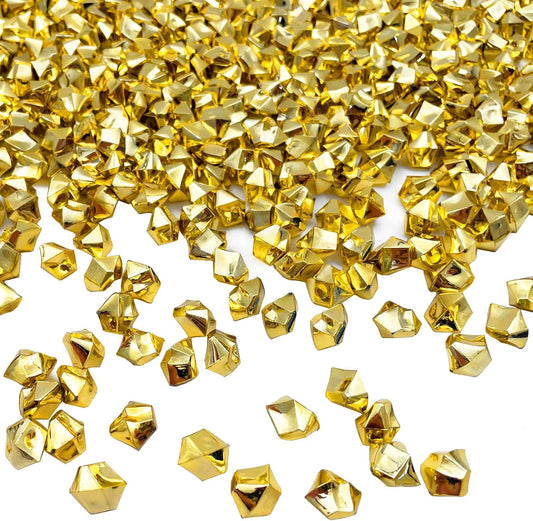 Fake Crushed Ice Cubes, Vase Fillers, 650 Pcs Golden Reusable Artificial Ice Cubes for Wedding Decor