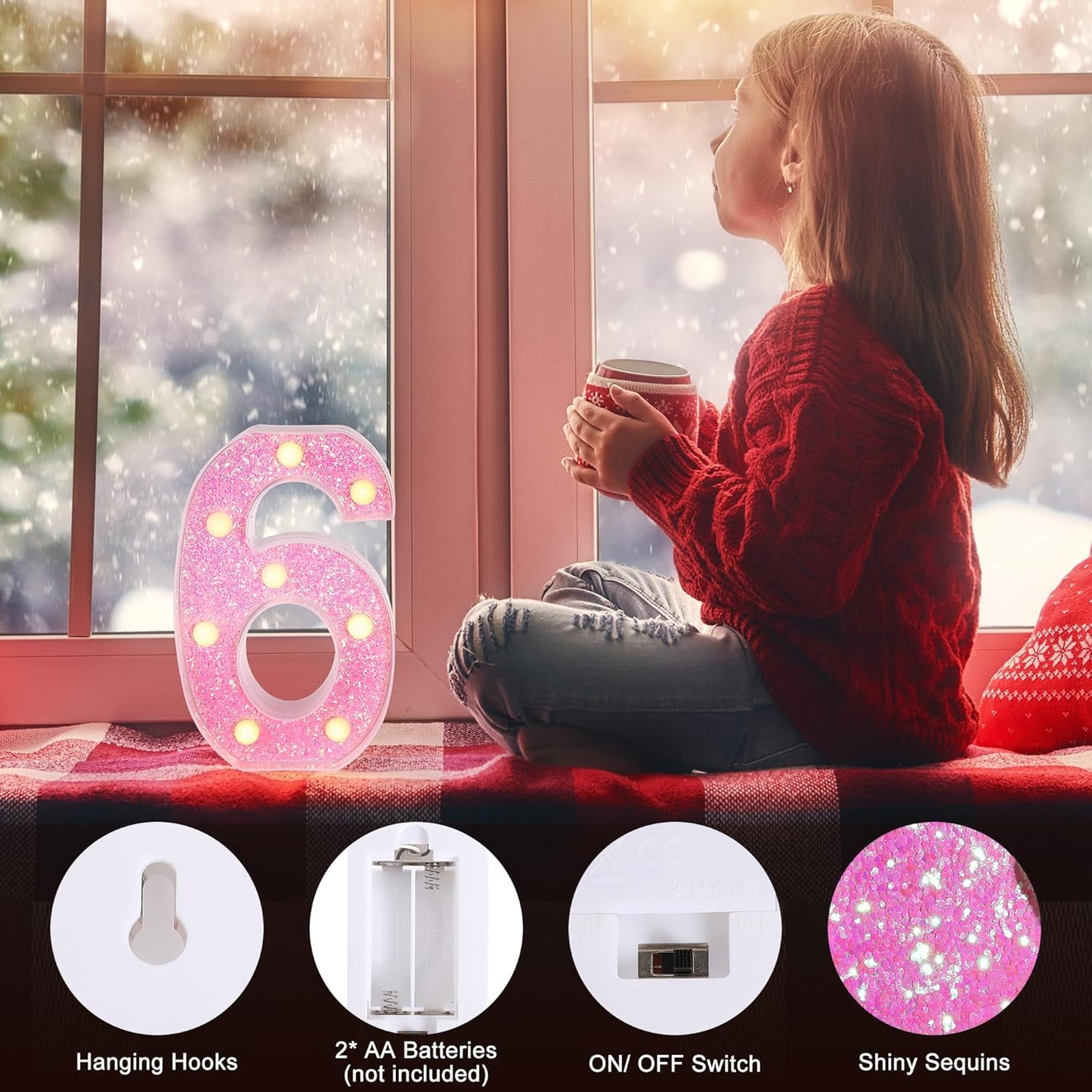 Foaky Pink Light up Letters，Pink Party Decorations,Girls Room Decor,Glitter Marquee Numbers,Alphabet Letter Sign for Night Light Birthday Party Girls Gifts, Home Bar Decoration (4)