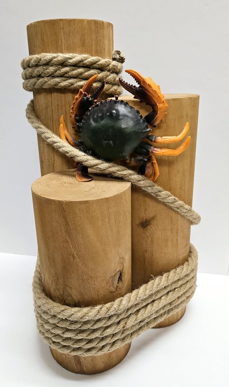 Set of 3 Nautical Wood Piling Decorations – Real Wooden Pier Posts for Coastal, Marine, or Nautical Decor - Huge 5” Diameter Stumps for Beach Home Decor