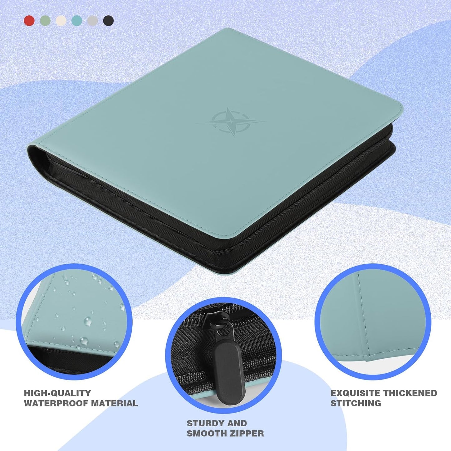 20-Pocket Card Binder, Trading Card Binder Holds 2000 Cards, Premium Zippered Trading Card Album Compatible with TCG, Game & Sports Cards (Sky Blue)