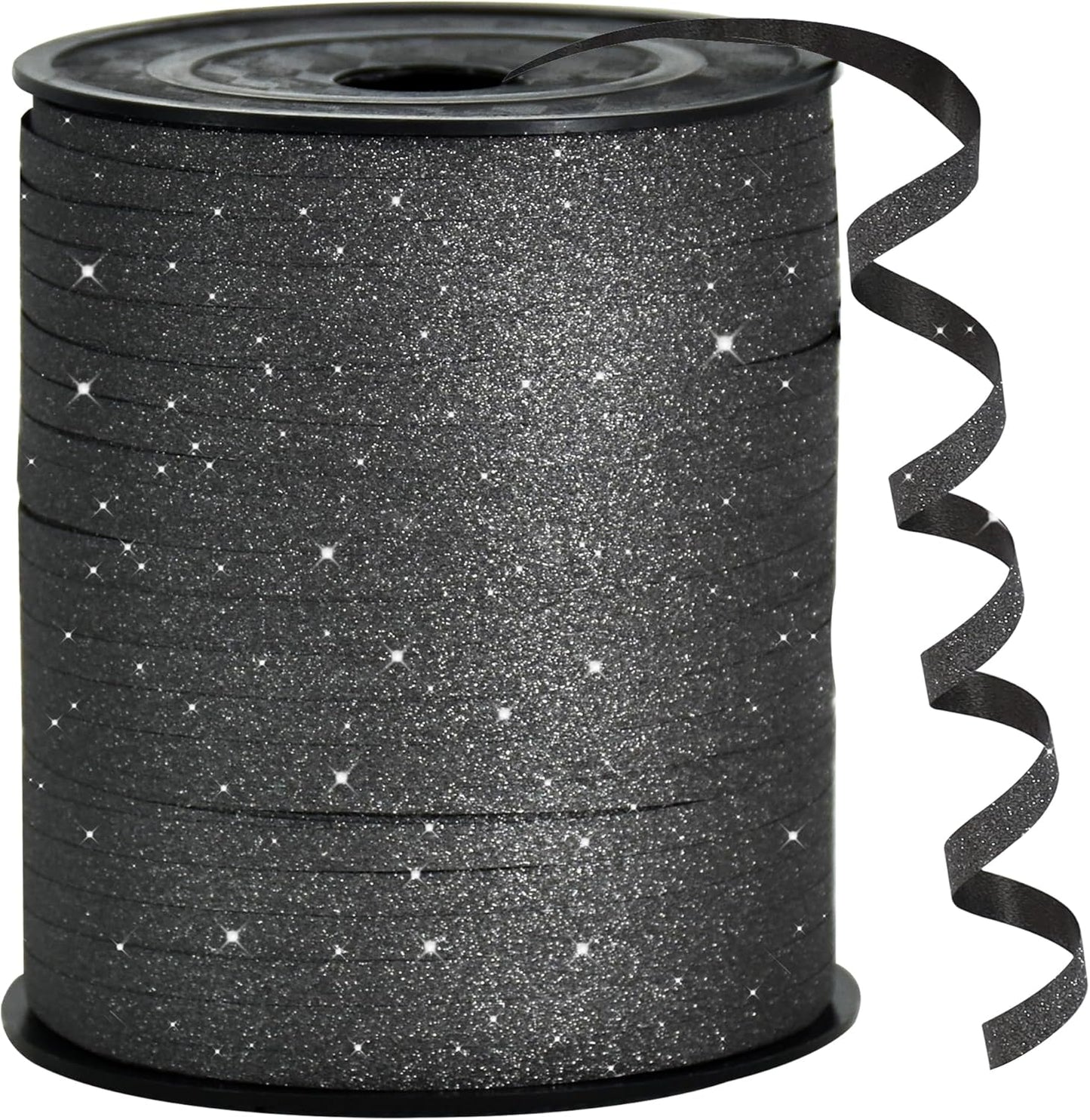 BEISHIDA 500 Yards Black Glitter Ribbon Curling Crimped, Glitter Ribbon Balloon String Shiny for Gift Wrapping Ribbon for Birthday Party Festival Art Craft Decor Florist Flowers Decoration