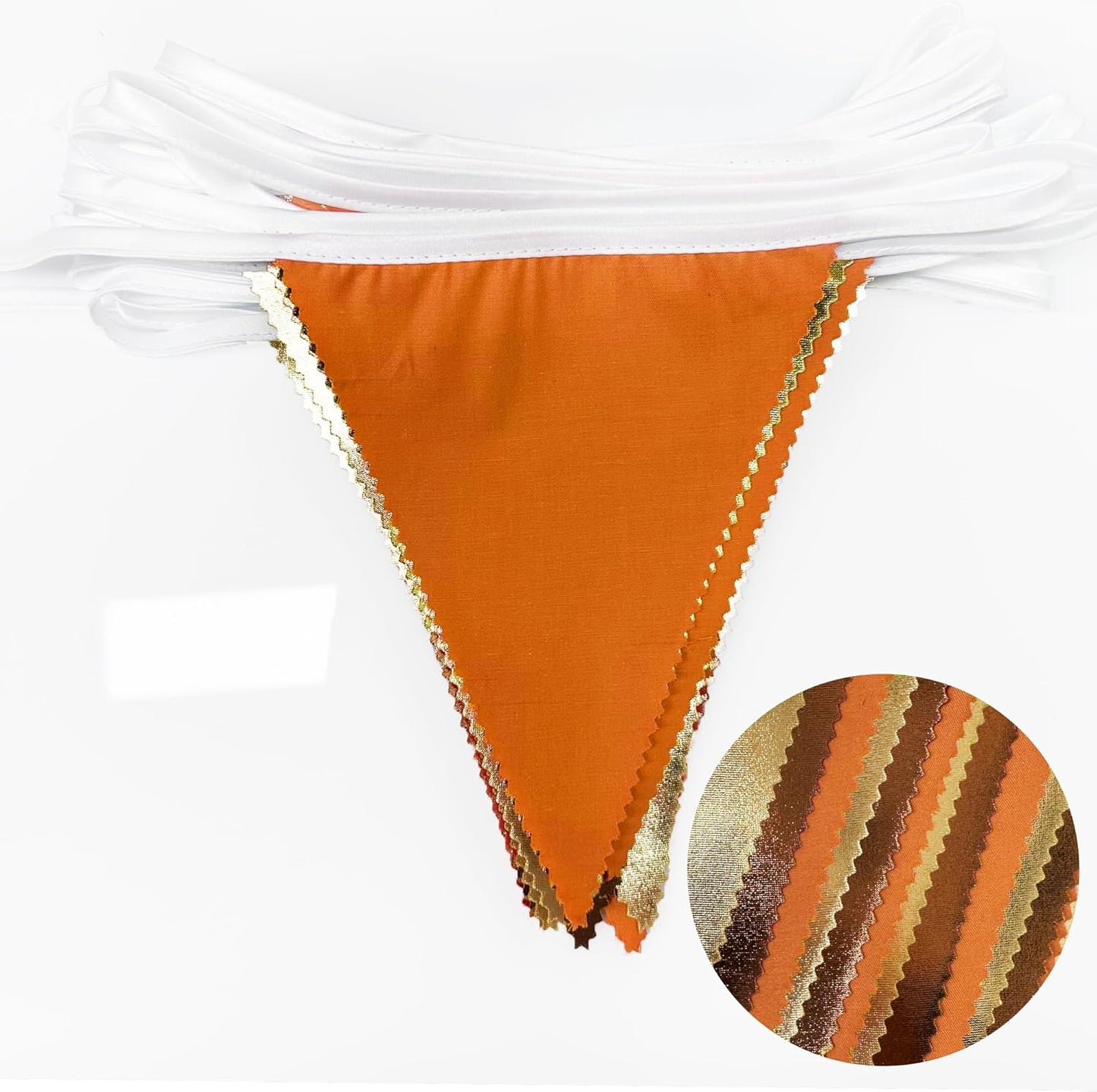 Fall Party Decorations Orange Gold Brown Metallic Fabric Triangle Pennant Banner Flag Bunting Garland for Autumn Fall Thanksgiving Wedding Birthday Bridal Shower Engagement Graduation Party Supplies