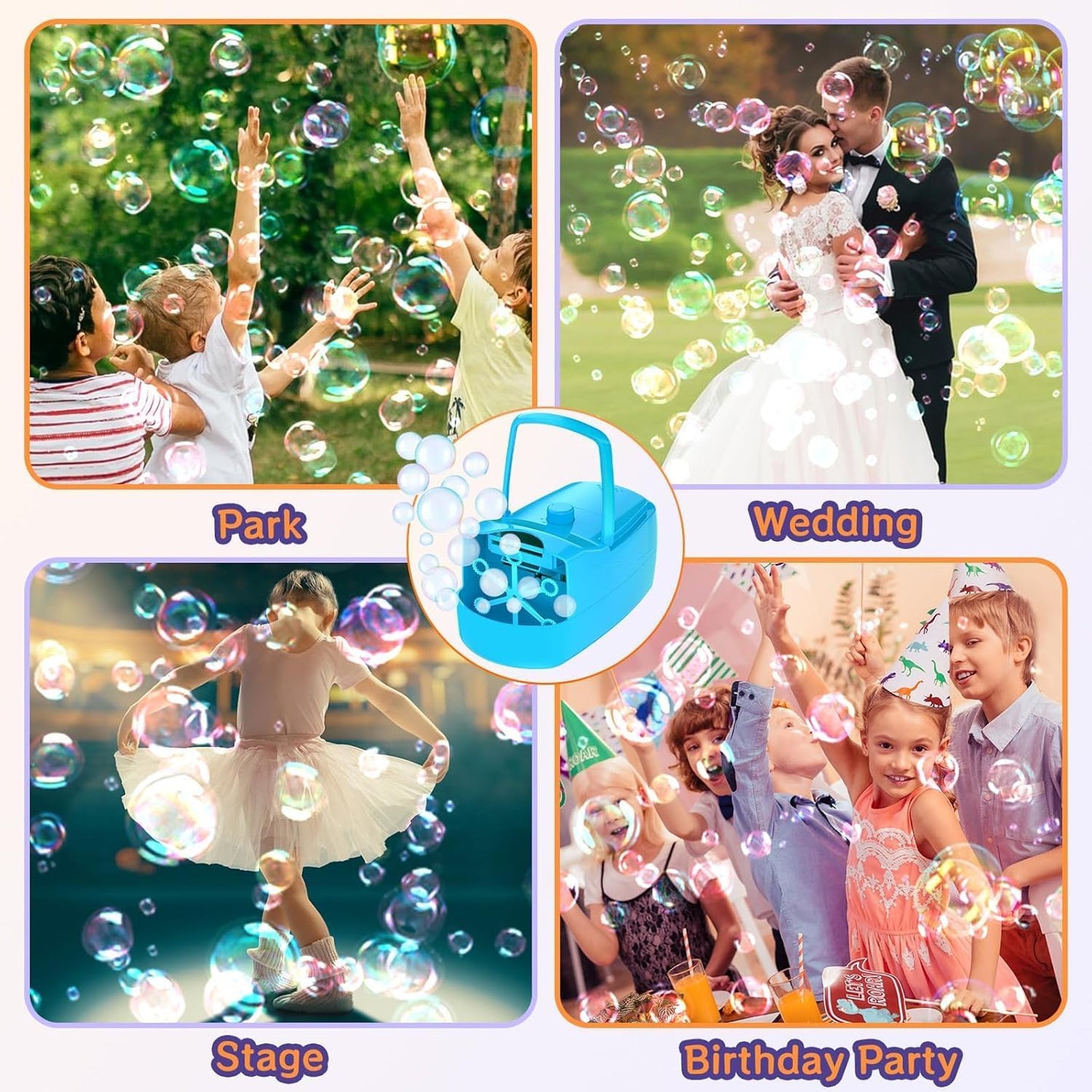 Bubble Machine, 18000+ Bubbles Per Minute Bubble Maker Blower for Kids Toddlers with 2 Speeds,6 Wands,Operated by Batteries or Plug-in for Outdoor/Indoor Birthday Parties,Wedding (Blue)