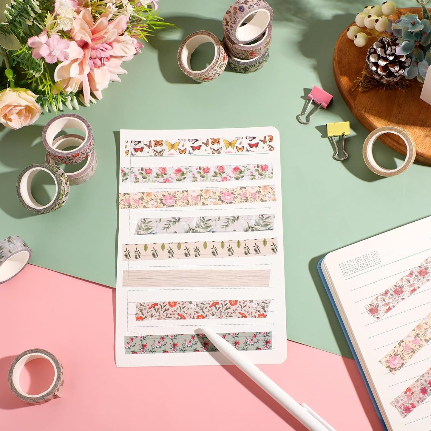 TaoBary 33 Rolls Holiday Plaid Washi Tape, 15 mm Seasonal Washi Tape Set Bohemian Colorful Vintage Cute for Card Wrapping Craft(Vintage Style)