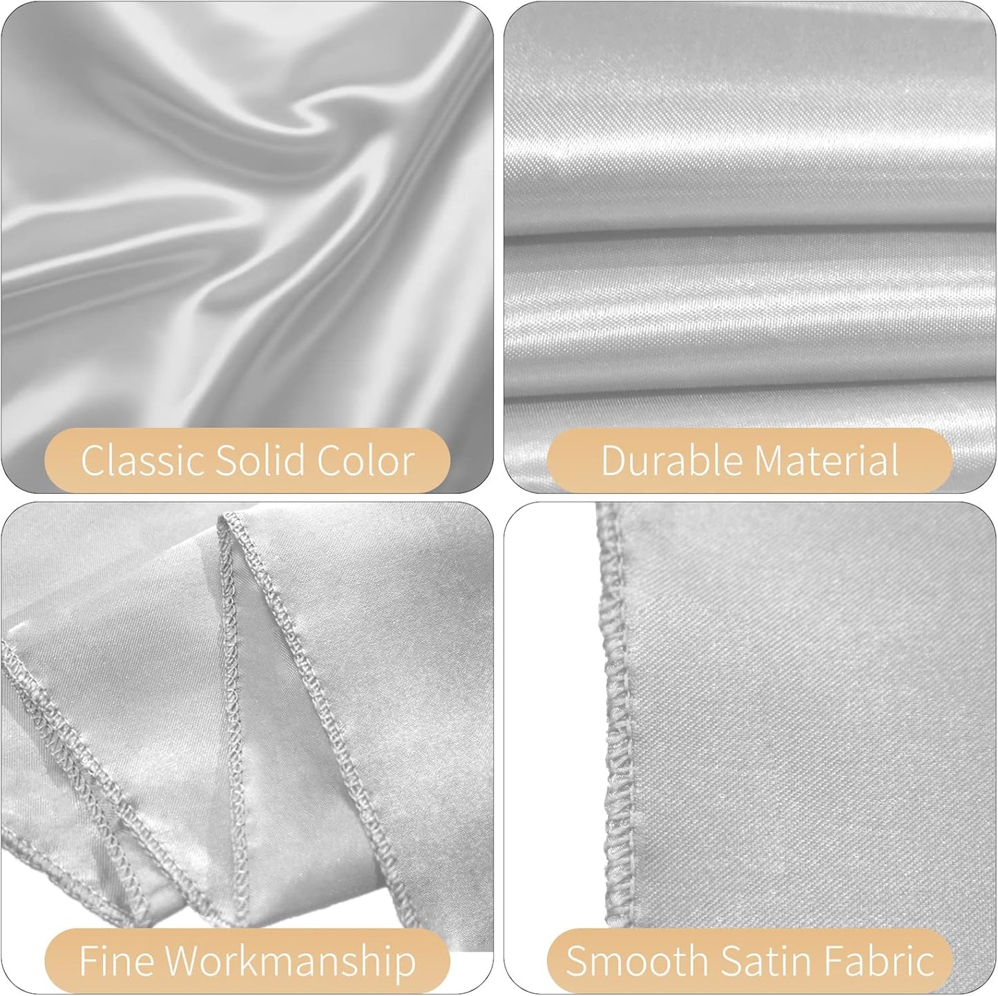 100 PCS Satin Chair Sashes Decorative Bow Chair Sashes Ties Ribbon Bows Chairs Cover Band for Wedding Birthday Party Ceremony Reception Banquet Events Hotel Home Kitchen Christmas(7x108inch,Silver)