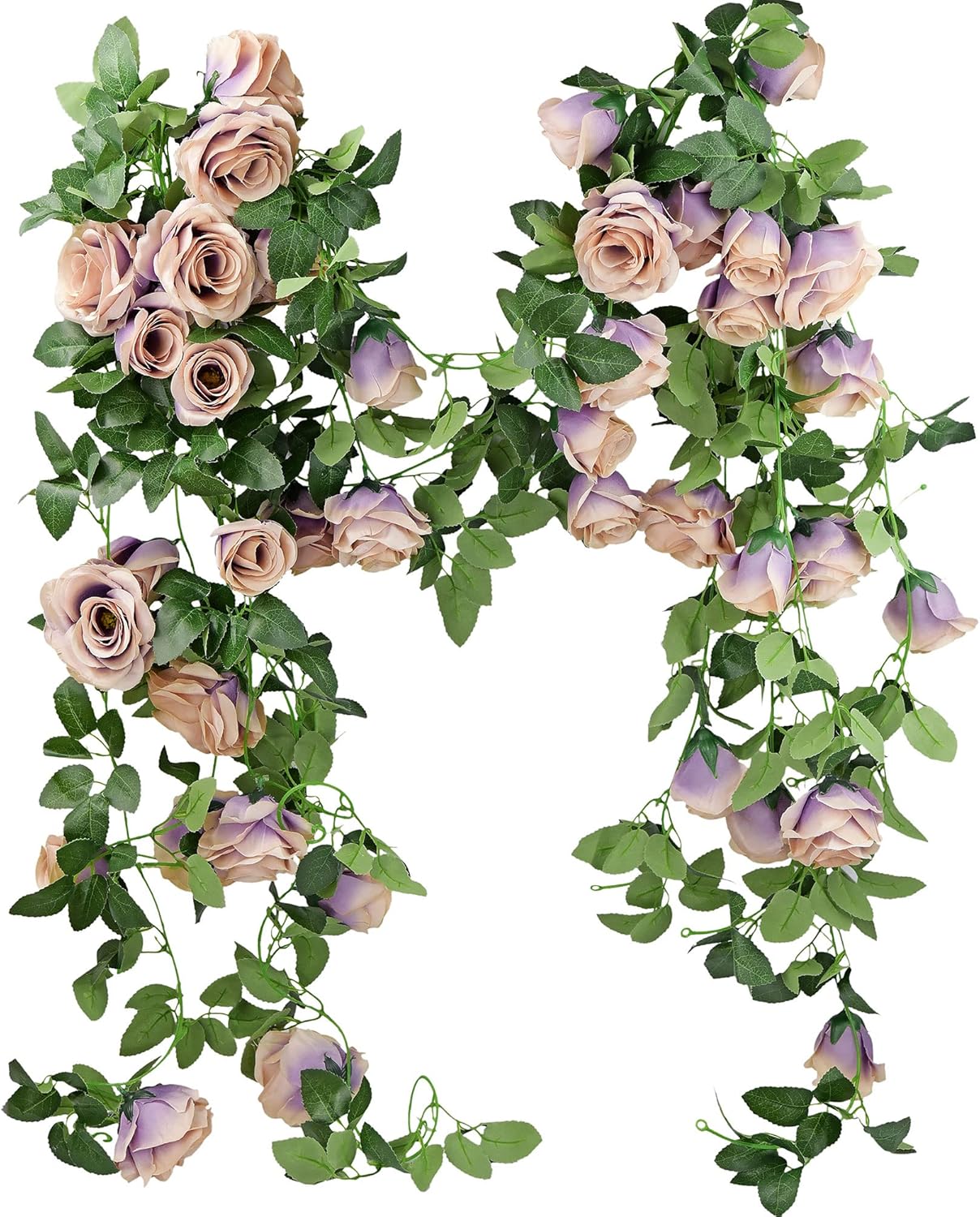 FiveSeasonStuff Smoky Purple Rose Silk Flower Garland Artificial Flowers Decoration Hanging Floral Décor for Wedding Baby Shower Birthday Party Garden 29 Ft 4 Pack