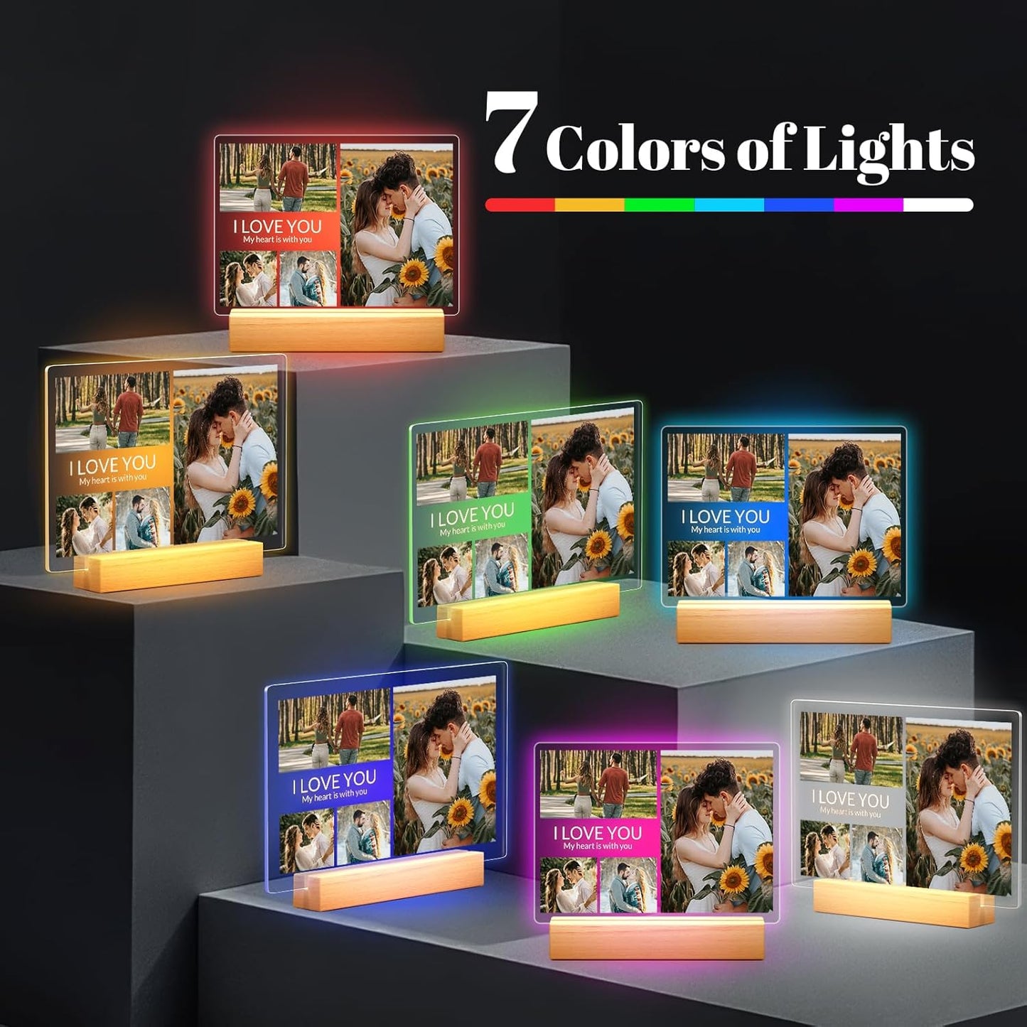 Personalized Anniversary Birthday Gifts for Women & Men, Custom Picture Frames with Photo, Personalized Photo Frame with Night Light, Custom Photo Gifts for Her, Him, Couple, Boyfriend, Girlfriend