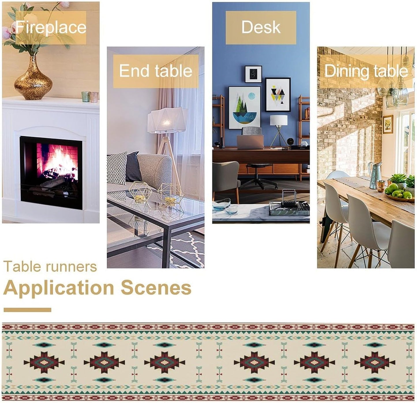 Aztec Table Runner Southwestern Native Vintage Geometric Pattern Table Runner Retro Country Table Dinner Decoration 13x108 Inch