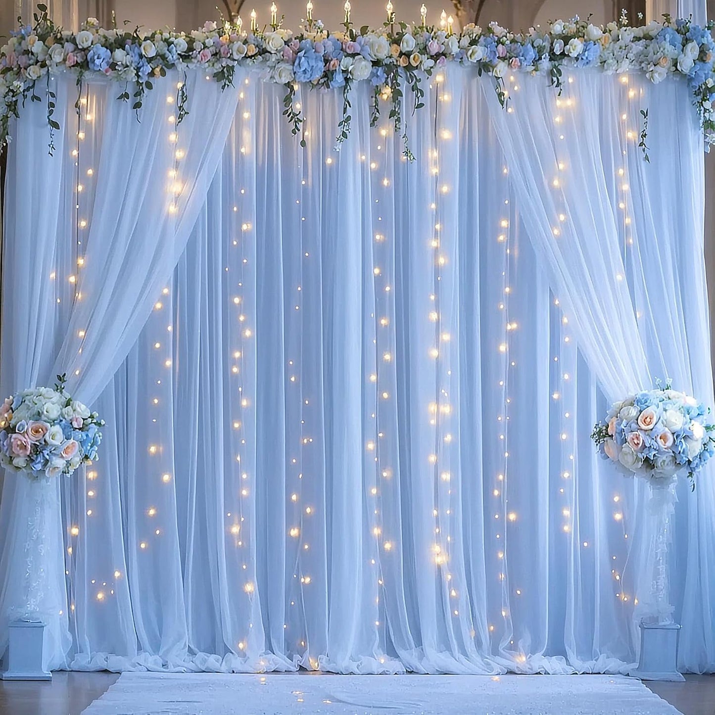 Baby Blue Sheer Backdrop Curtains for Baby Shower Boys Birthday Party Wedding 2 Panels 5 ft X 10 ft Baby Blue Tulle Backdrop Curtains for Party Photoshoot Background Decorations
