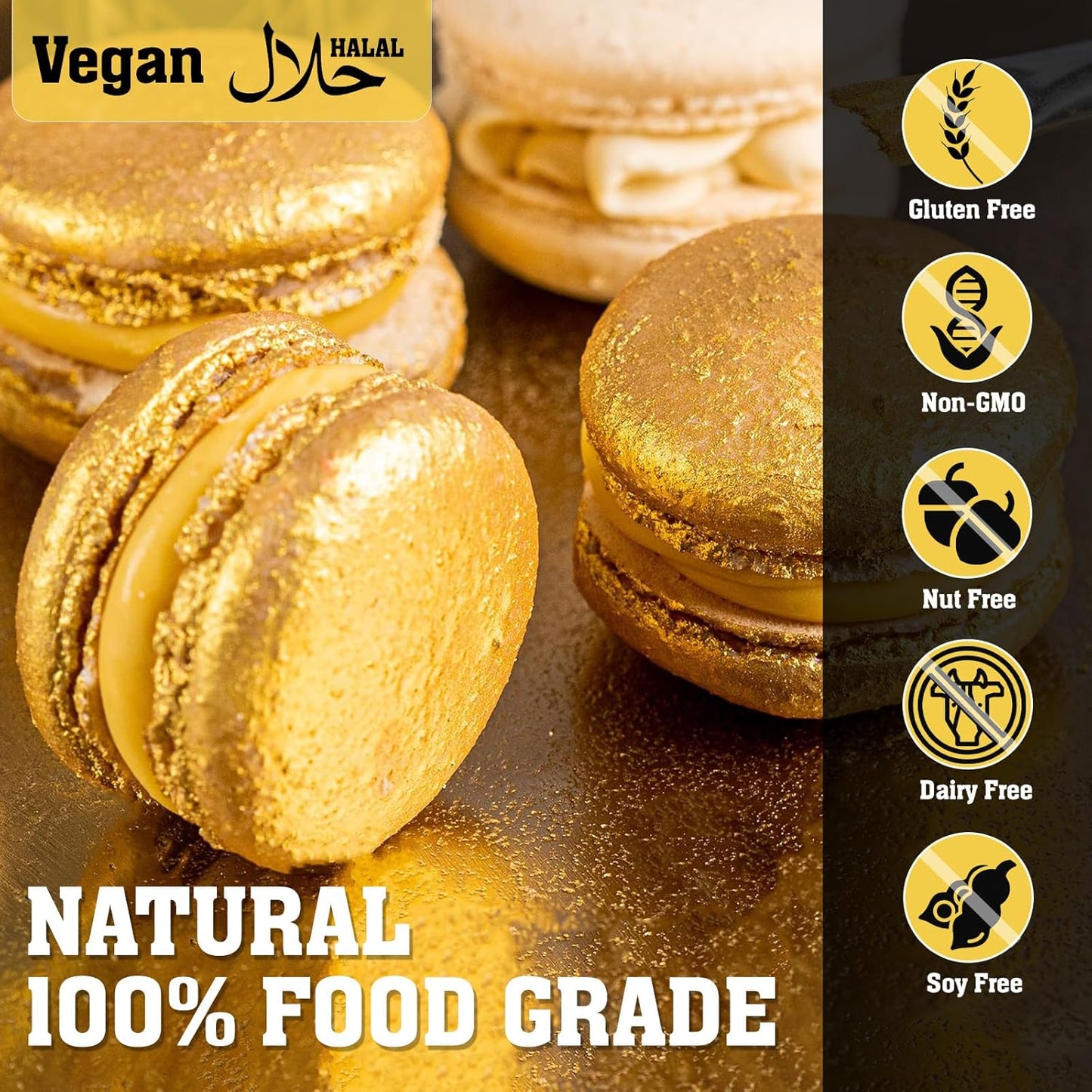 Twisweet Gold Edible Glitter for Drinks, Food Grade 10g Gold Sprinkles Cake Decorating Supplies, Edible Luster Dust for Cocktail Beverages, Food Coloring Shimmer Powder for Cupcakes Cookies Cake Decorations