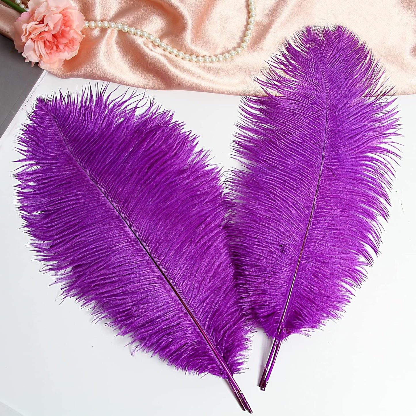 THARAHT Purple Ostrich Feathers 12pcs Large Natural Bulk 12-14Inch 30cm-35cm for Wedding Party Centerpieces Halloween and Decoration Feather