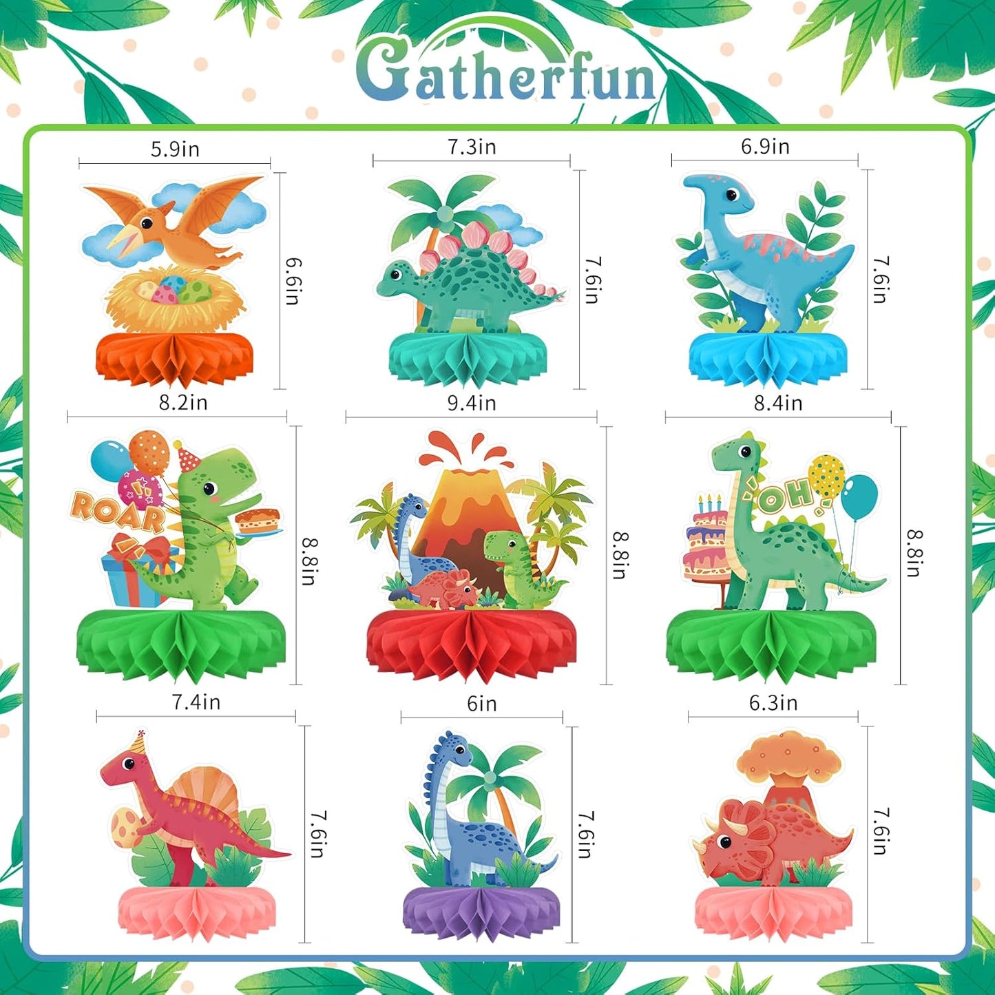 Dinosaur Birthday Party Supplies Kit - Dinosaur Themed Table Decorations with Honeycomb Centerpiece for Splendid Dinosaur Birthday Party Decorations