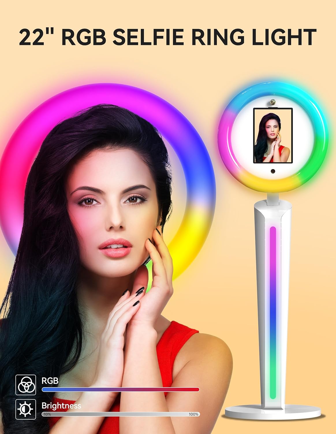 Portable Photo Booth Stand Compatible with 10.2"-12.9" iPad, Large Light Box Music Sync Metal Selfie Photobooth Machine Cyratok Software Control for Events,Rentals & Business Use(Flight Case)