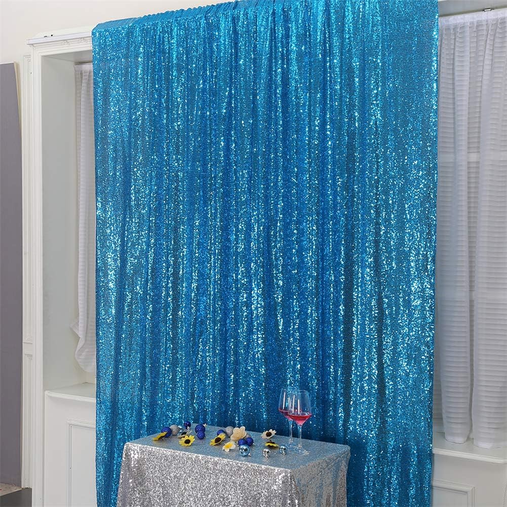 Eternal Beauty Turquoise Sequin Backdrop, 4x7 Ft Glitter Background Curtains for Shimmer Photography Party Wedding Birthday Back Drop Decor