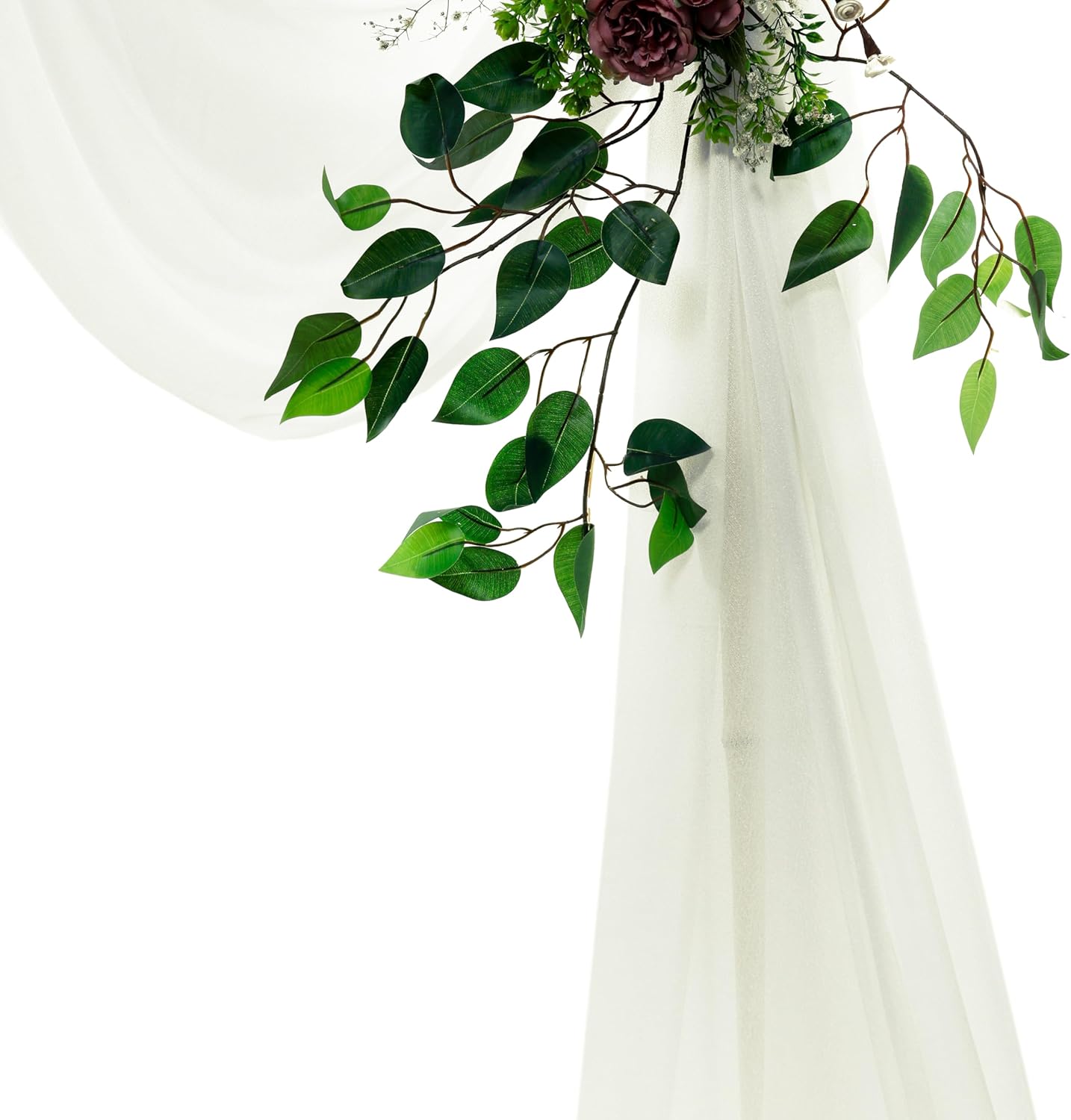 VDS Pack of 1 Panel (30 Inch X 30 Feet) Wedding Arch Draping Fabric Sheer Chiffon Fabric Drapery for Wedding Ceremony Reception Swag Backdrop Canopy Chuppah ARBO Altars Decoration (Ivory)