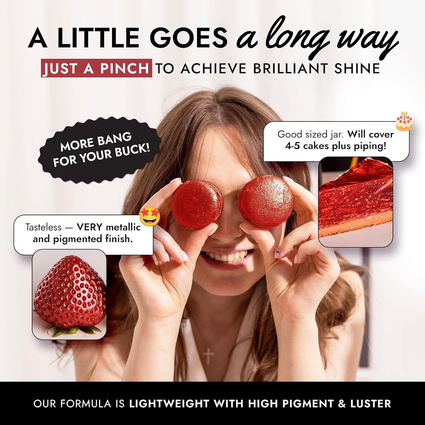 MONÉGASQUE Red Edible Glitter for Drinks 15g – Burgundy Edible Glitter for Cakes & Cocktails - Halloween Drink Shimmer Spray - Red Luster Dust for Drinks, Cocktail, Cake Decorating, & Food Decorations