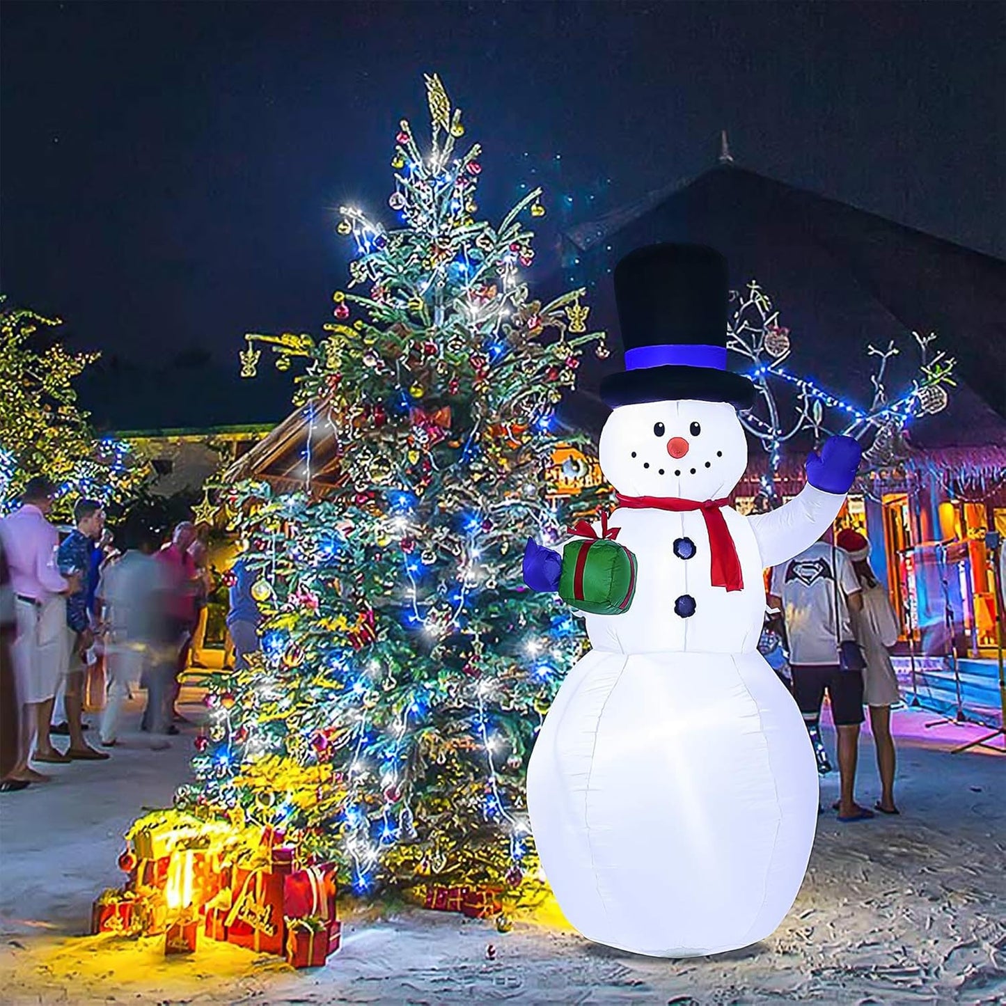 JMEXSUSS 500 LED Blue and White Christmas Lights, 8 Modes 163ft String Lights Plug in with Remote Control, Clear Wire Christmas String Lights Outdoor Waterproof for Outside Tree Yard Wedding