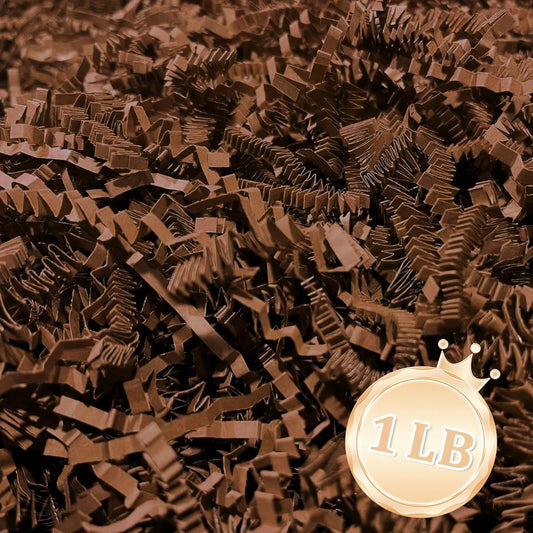 Zankubom 1 LB Brown Crinkle Cut Paper Shred Filler Great for Gift Wrapping, Brown Basket Fillers, Birthday, Gift Wrapping, Anniversary, Halloween Thanksgiving Christmas Party Decor Filling Supplies