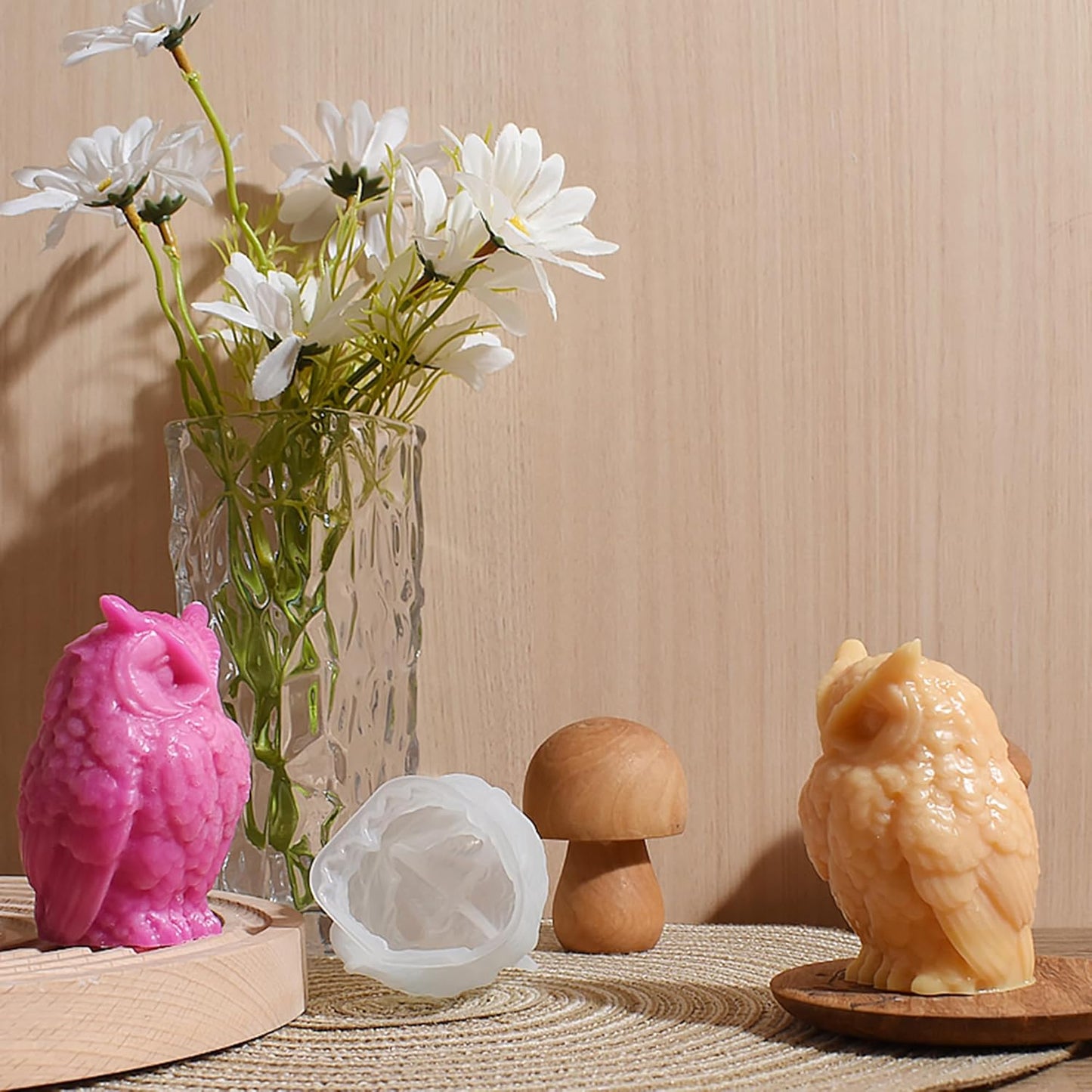 Animal & Owl Resin & Silicone Candle Mold Set - 3D Animal Mold for Home Decor & Candle Making