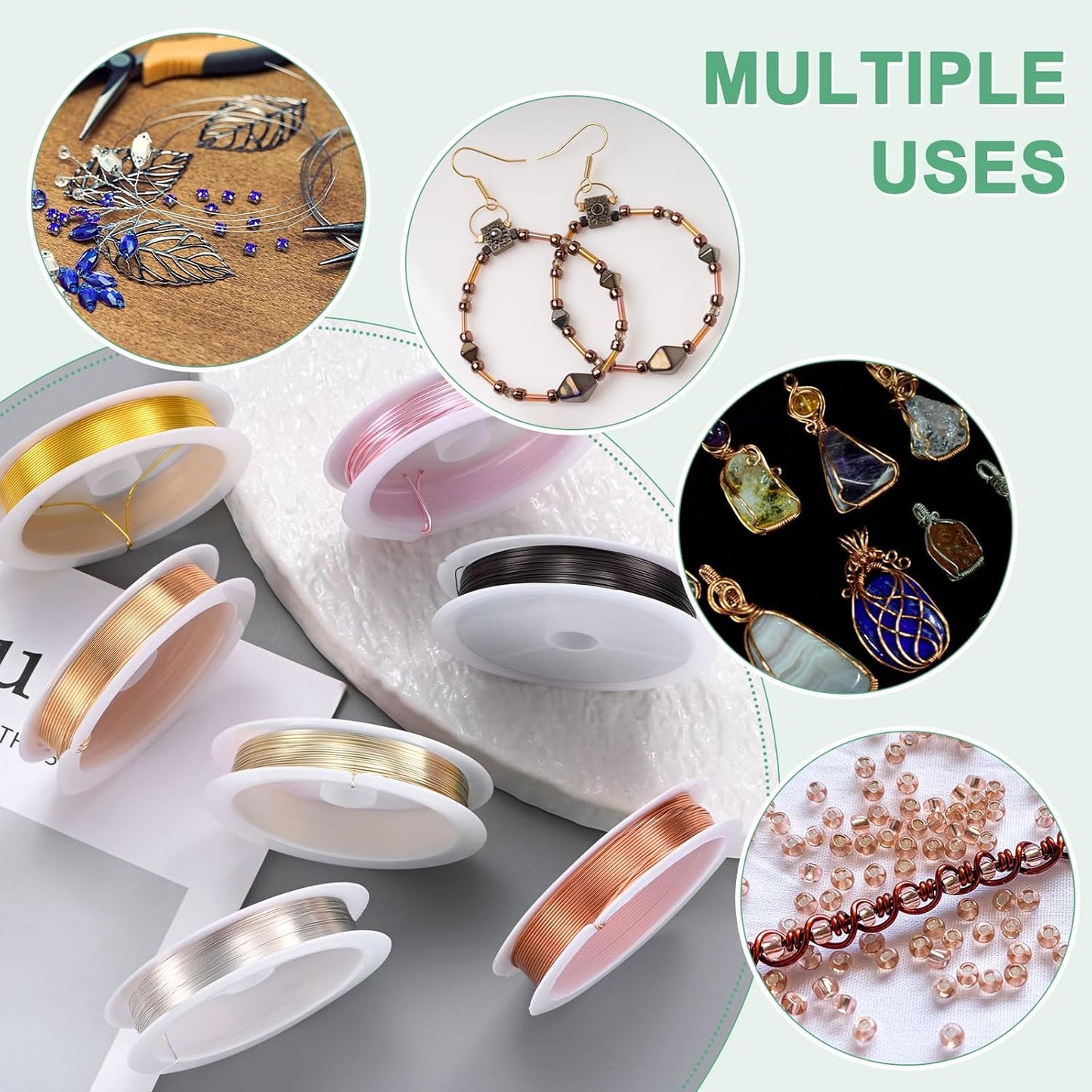 0.5 mm/24 Gauge Copper Wire for Jewelry Making, 20.3FT Copper Beading Craft Wire for Jewelry/Weaving/DIY Crafting/Planting, Color-Retaining [6.2M, Light Golden]