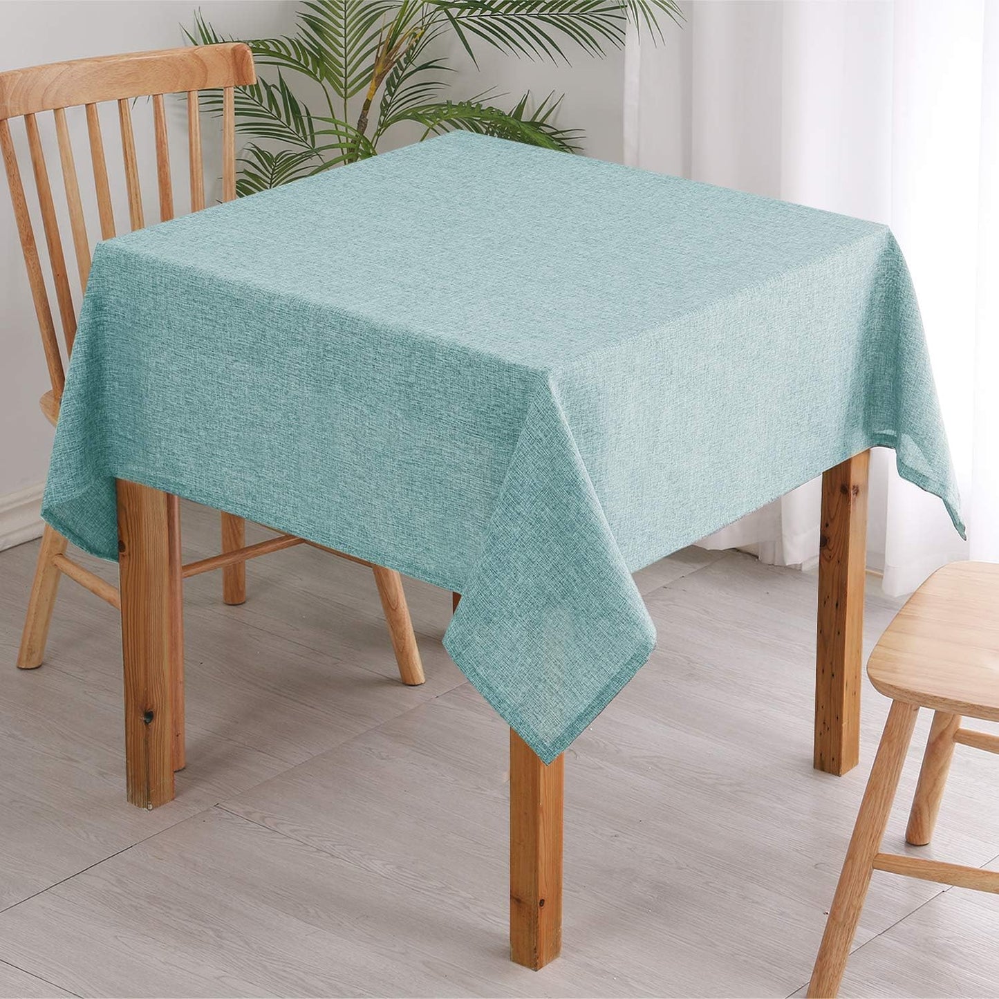 Hiasan Faux Linen Square Tablecloth - Wrinkle and Stain Resistant Washable Table Cloth for Kitchen Dining Room Holiday Table Cover for Party Dinner, Aqua, 30 x 30 Inch