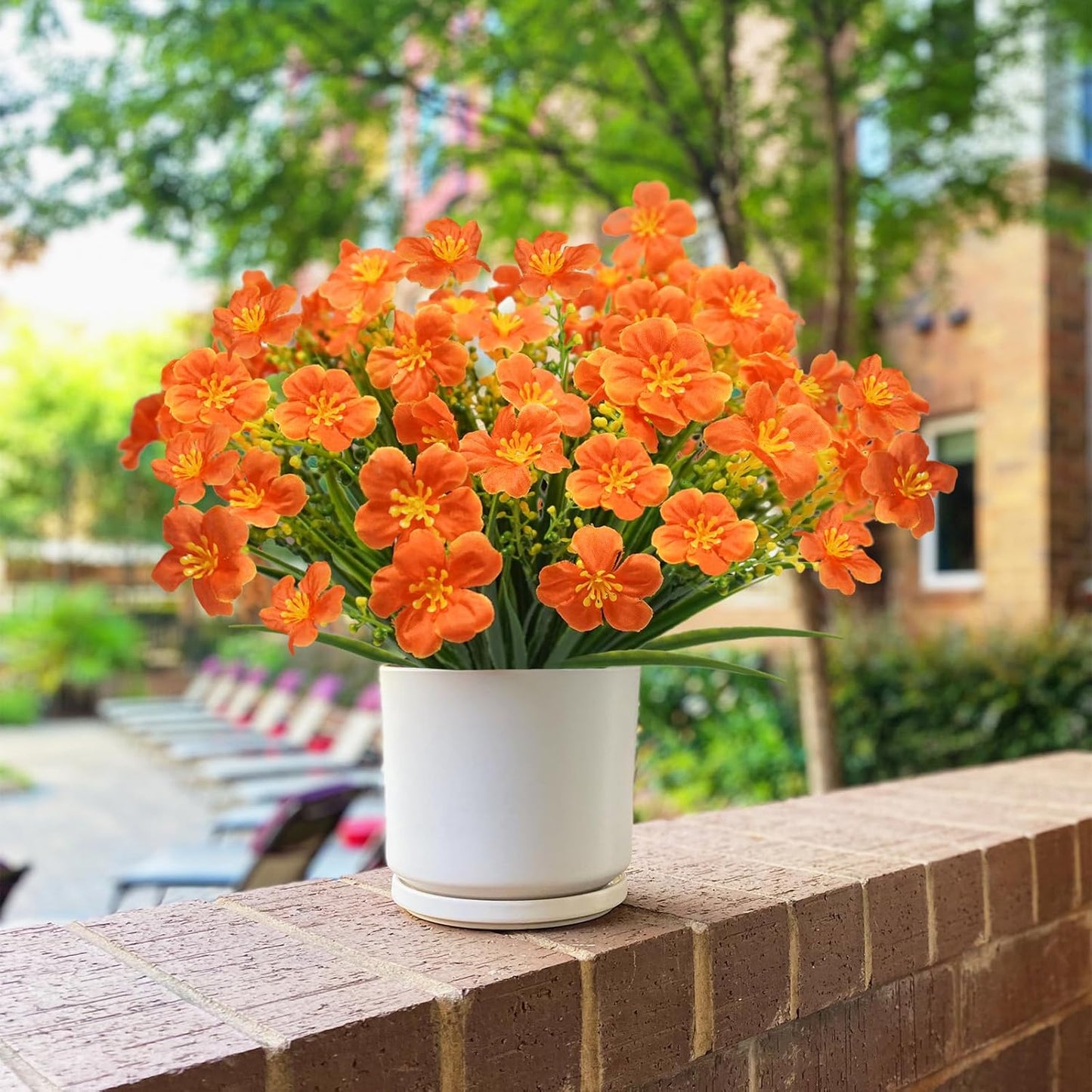 16 Pcs Artificial Fall Flowers for Outdoors, UV Resistant Outdoor Fall Fake Flowers Plants Fuax Fall Shrubs for Autumn Home Garden Porch Window Box Thanksgiving Fall Outdoor Decor