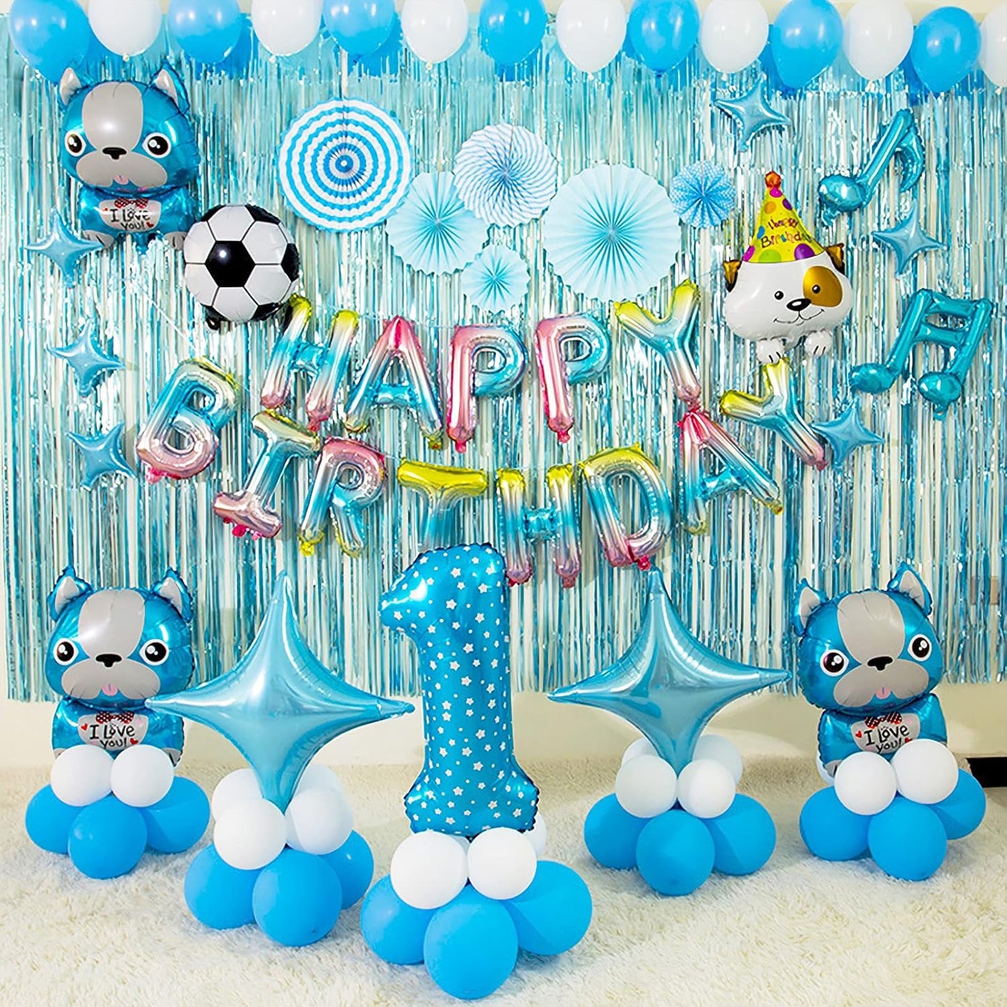 2 Pcs Light Blue Metallic Tinsel Foil Fringe Curtains Backdrop, 3.28 ft x 6.56 ft Streamers for Birthday Wedding Engagement Bachelorette Party Photo Booth Bridal Shower Baby Shower Decoration Supplies