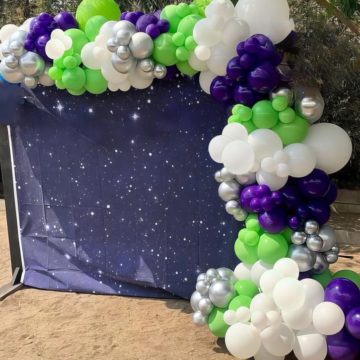 Green Purple White Balloons, 50pcs Green Purple Silver Balloons, Silver White Purple Balloon for Birthday Boys Baby Shower Toy Theme Party Wedding Graduation Bachelorette Anniversary Decorations