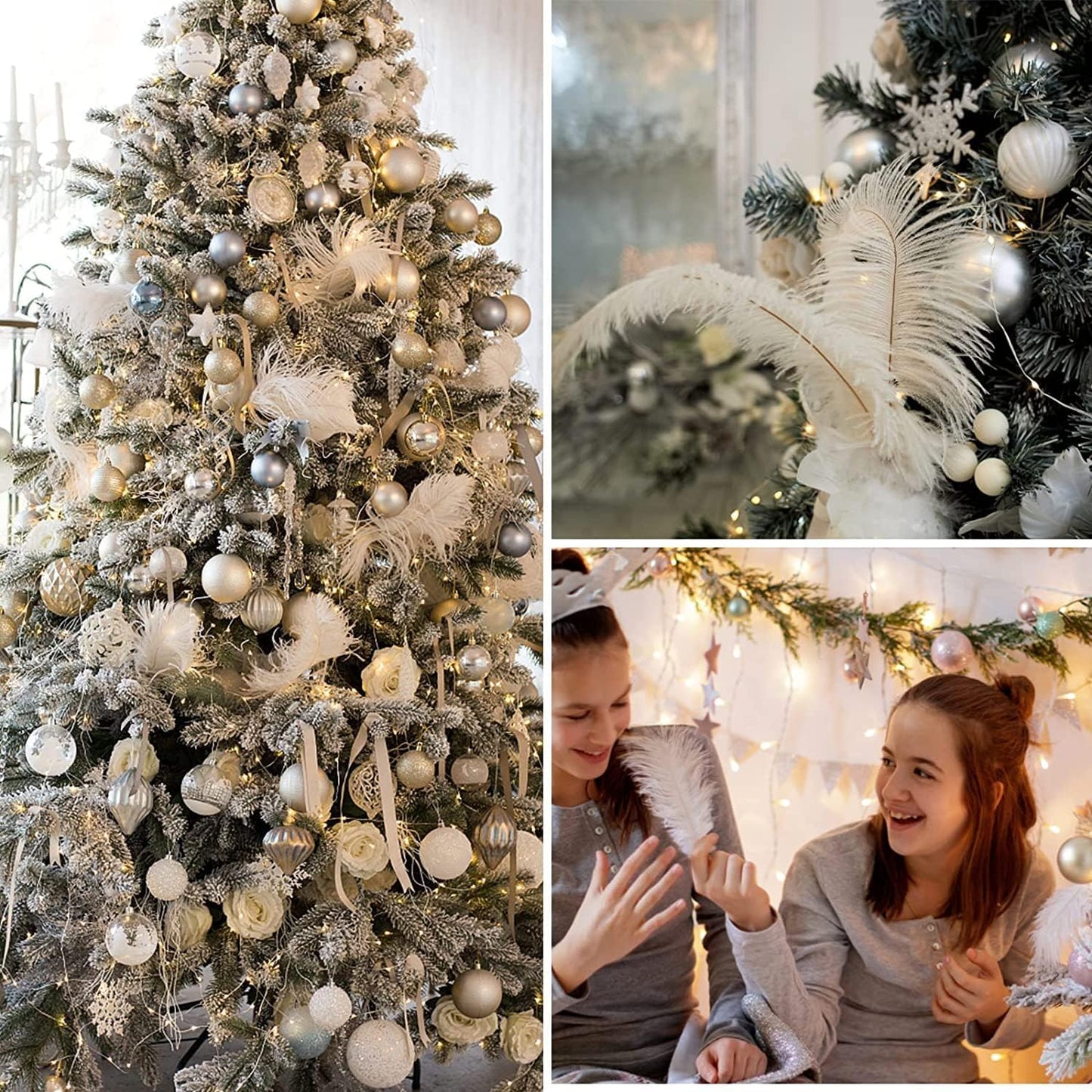 NEWONG 30pcs Mint Green Ostrich Feathers Natural Bulk 8-10in（20-25cm） Vase Craft Wedding Home Party Centerpieces Christmas Day Decoration…