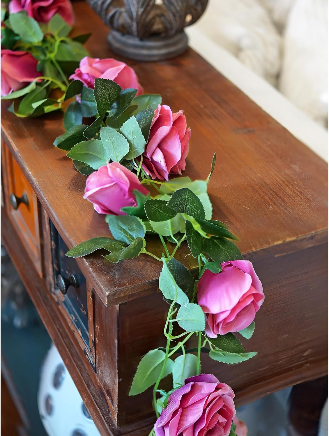 FiveSeasonStuff 29 Ft 4 Pack Rose Silk Flower Garland Artificial Flowers Decoration Hanging Floral Décor for Wedding Baby Shower Birthday Party Garden (Fuchsia)