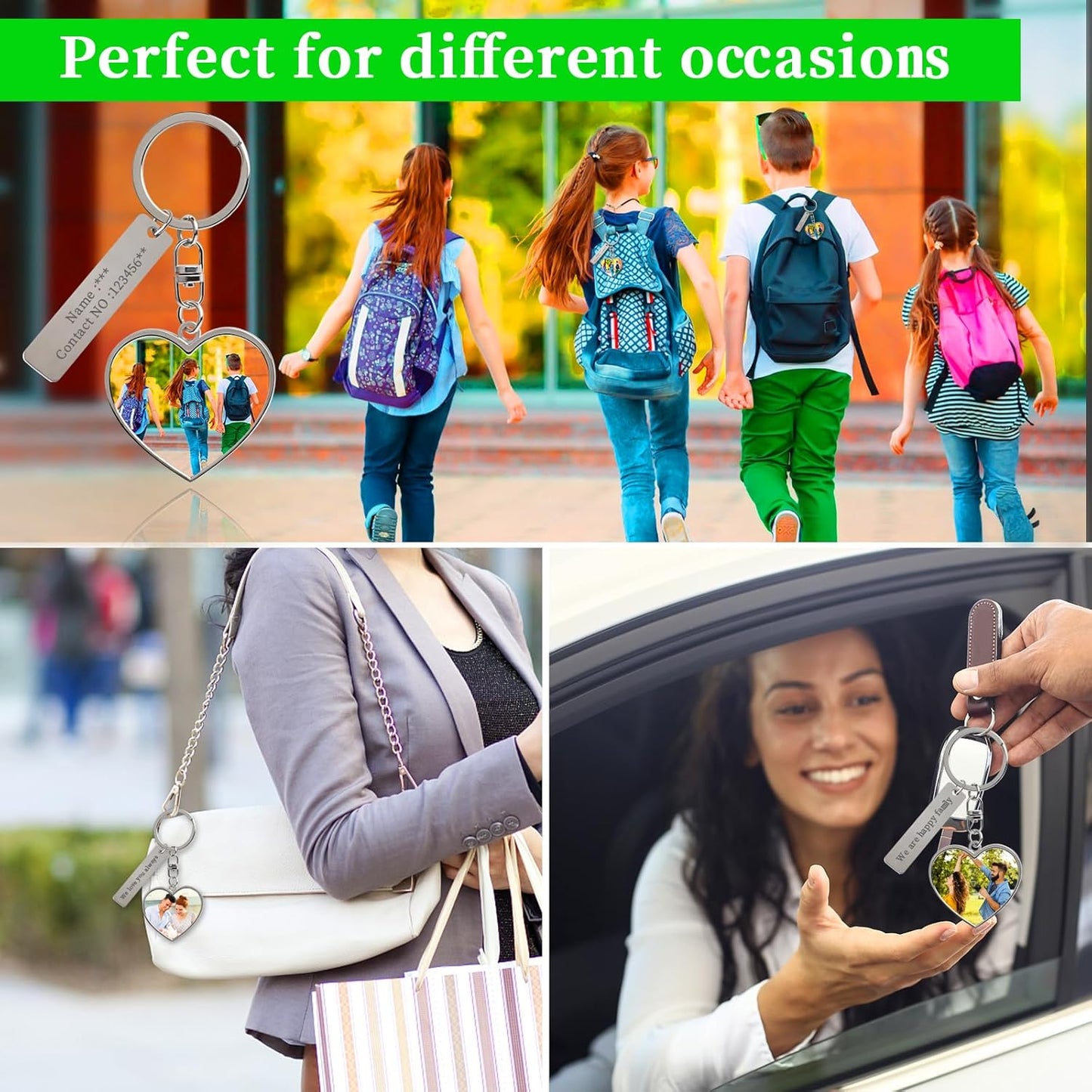 Double Side Custom Keychain with Picture Personalized Engraving Photo Text Customized Gifts for Men Women