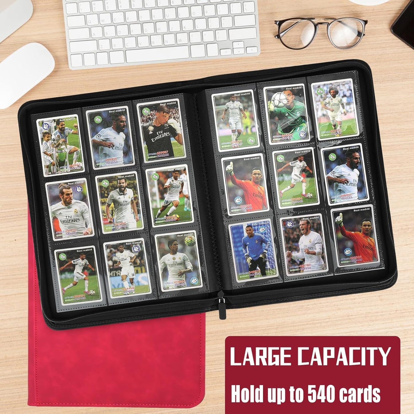 9 Pocket Card Binder,540 Pocket Trading Card Binders,Loading Pocket Collectible Card Album for MTG, TCG, Sport Card, Game Cards Red