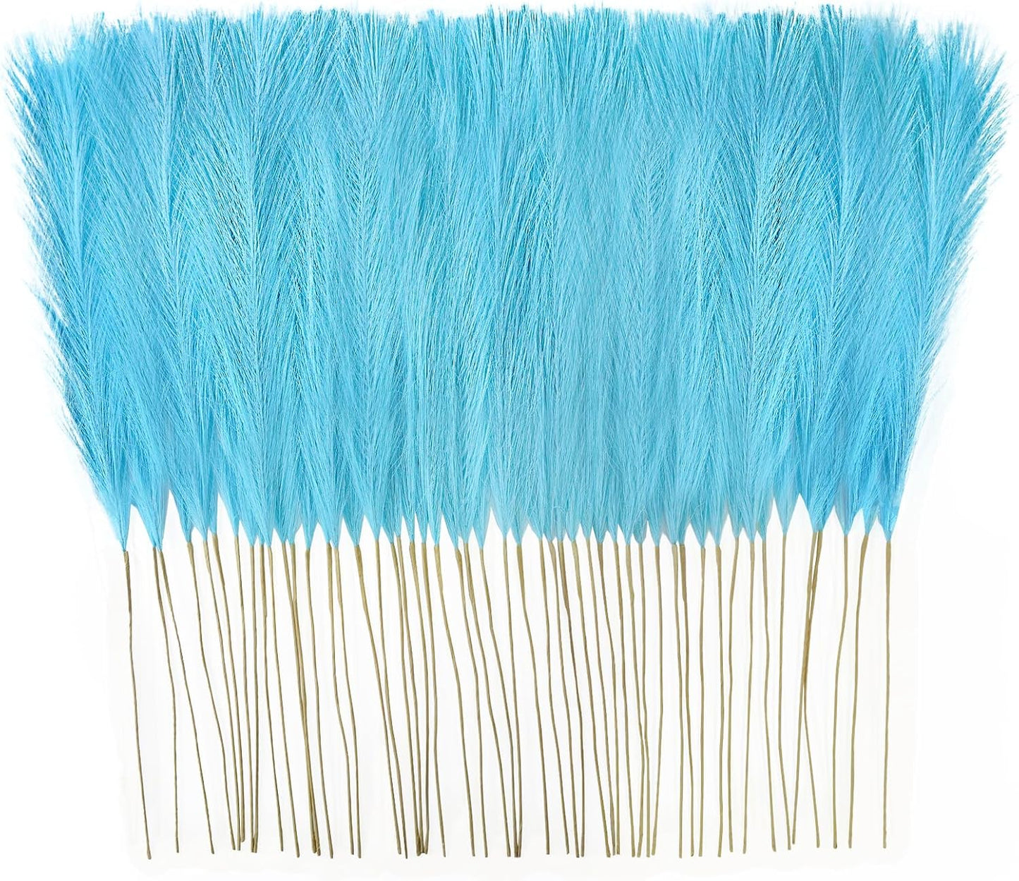 50pcs Faux Pampas Grass, 21.6" Short Artificial Pompous Grass Branches for Vase Filler Home Table Centerpieces Wedding Decor (Light Blue)